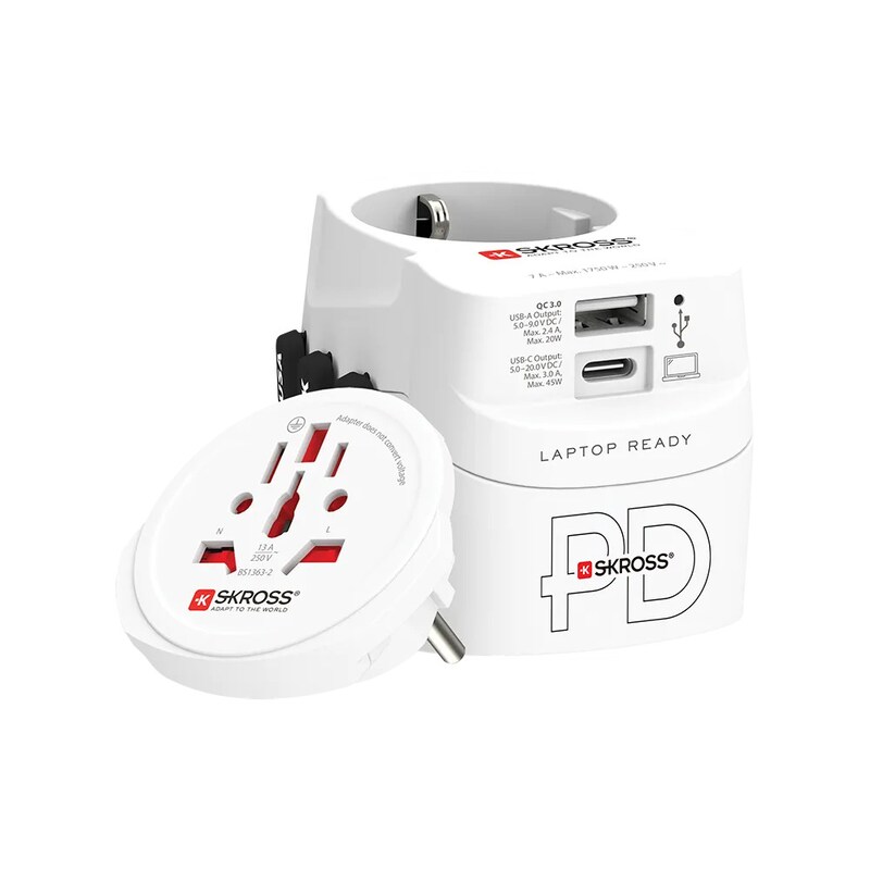 Light günstig Kaufen-SKROSS Pro Light AC45PD Reiseadapter 1302474. SKROSS Pro Light AC45PD Reiseadapter 1302474 <![CDATA[• Geeignet für Geräte mit geerdeten & ungeerdeten Steckern (2-polig/3-polig) • Eingangsstecker: Schweiz, Italien, Brasilien, Großbritannien, USA/Japan, Aus