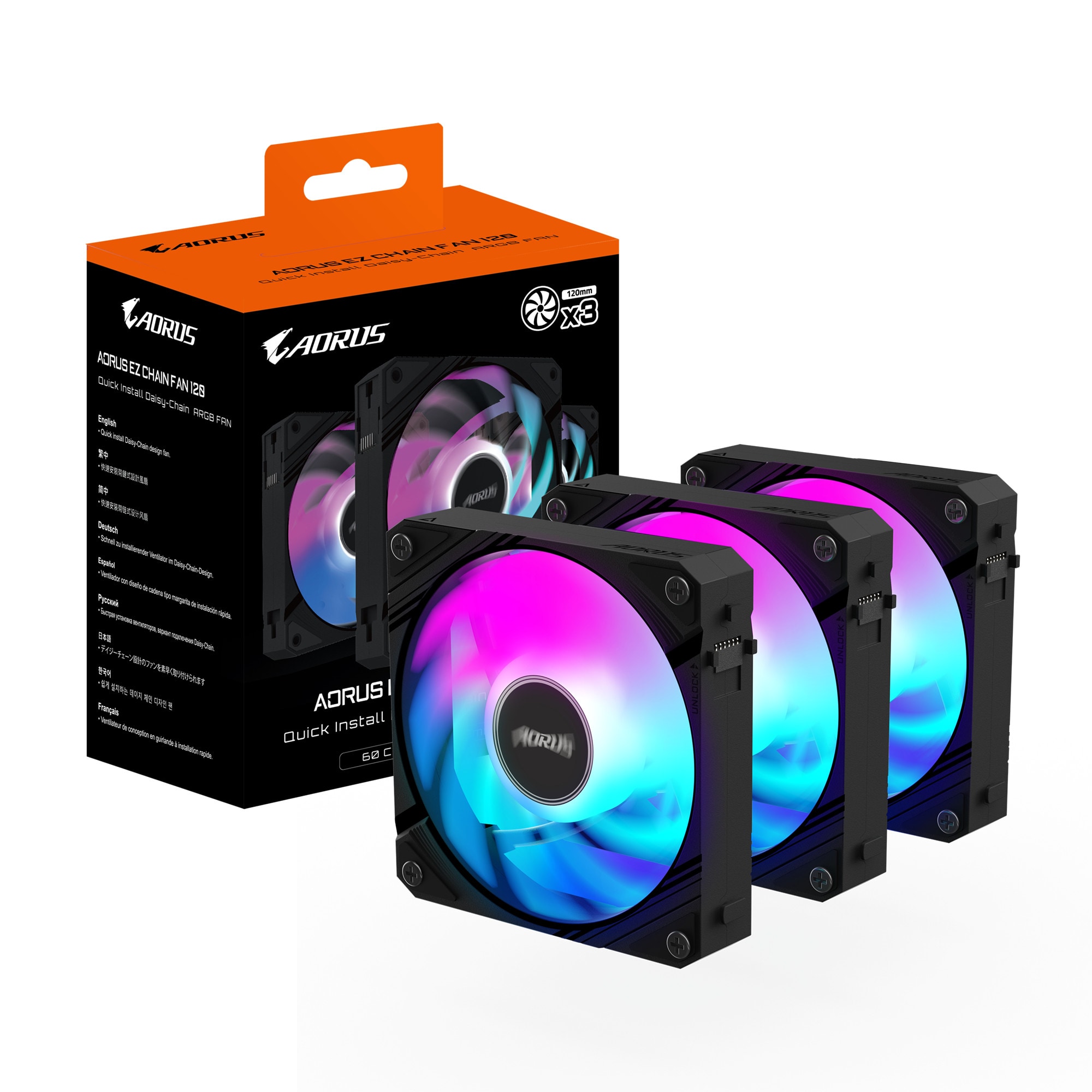 GIGABYTE AORUS EZ CHAIN 120 Lüfter 120x120x25mm (3-Pack)