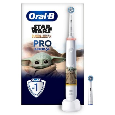Oral-B Junior Pro Grogu/Starwars Elektrische Zahnbürste für Kinder ab 6 Jahren weiß