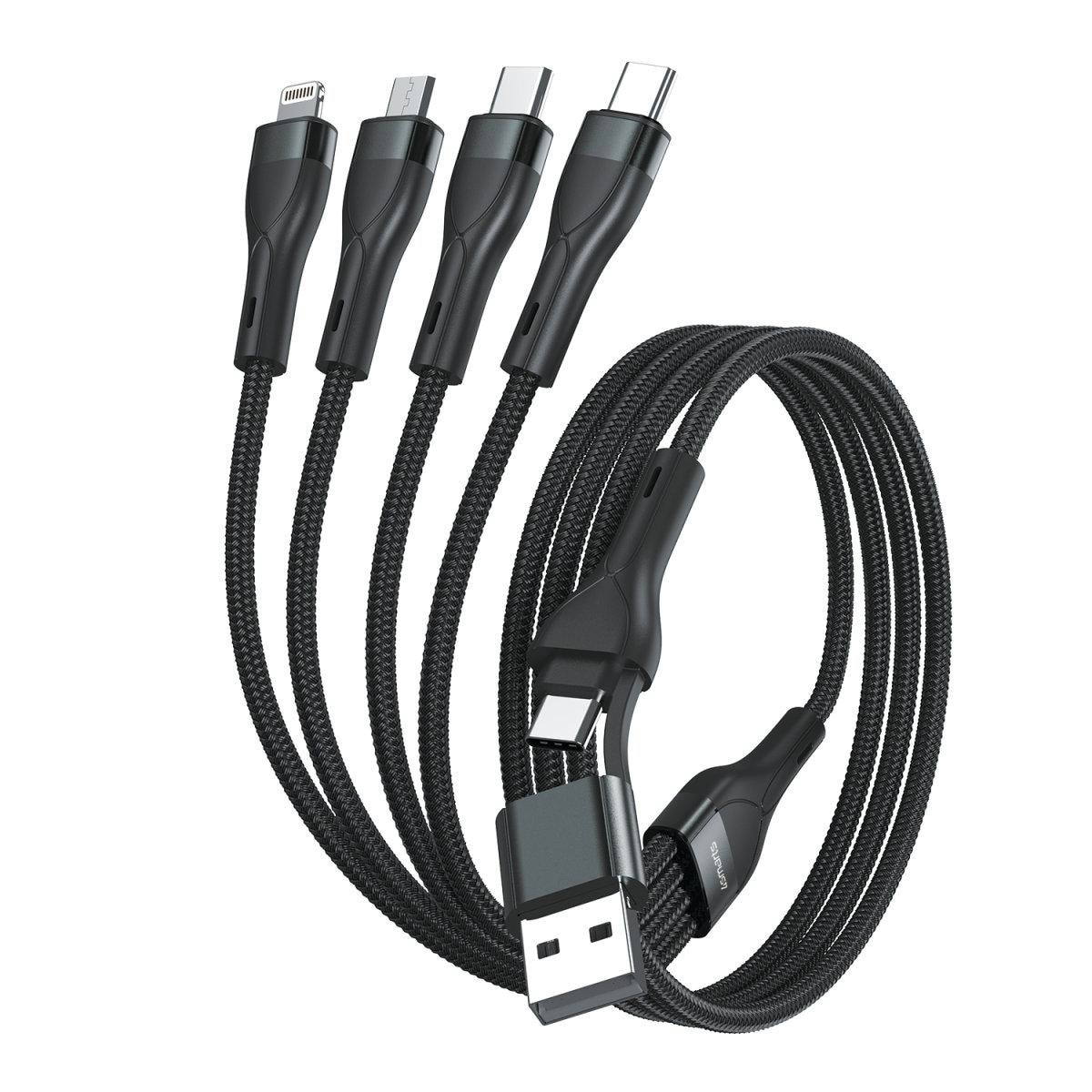 4smarts USB-C/A Multi-Ladekabel 4in2 1,2m, schwarz