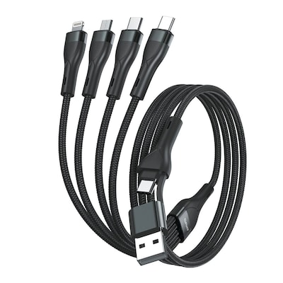 4smarts USB-C/A Multi-Ladekabel 4in2 1,2m, schwarz