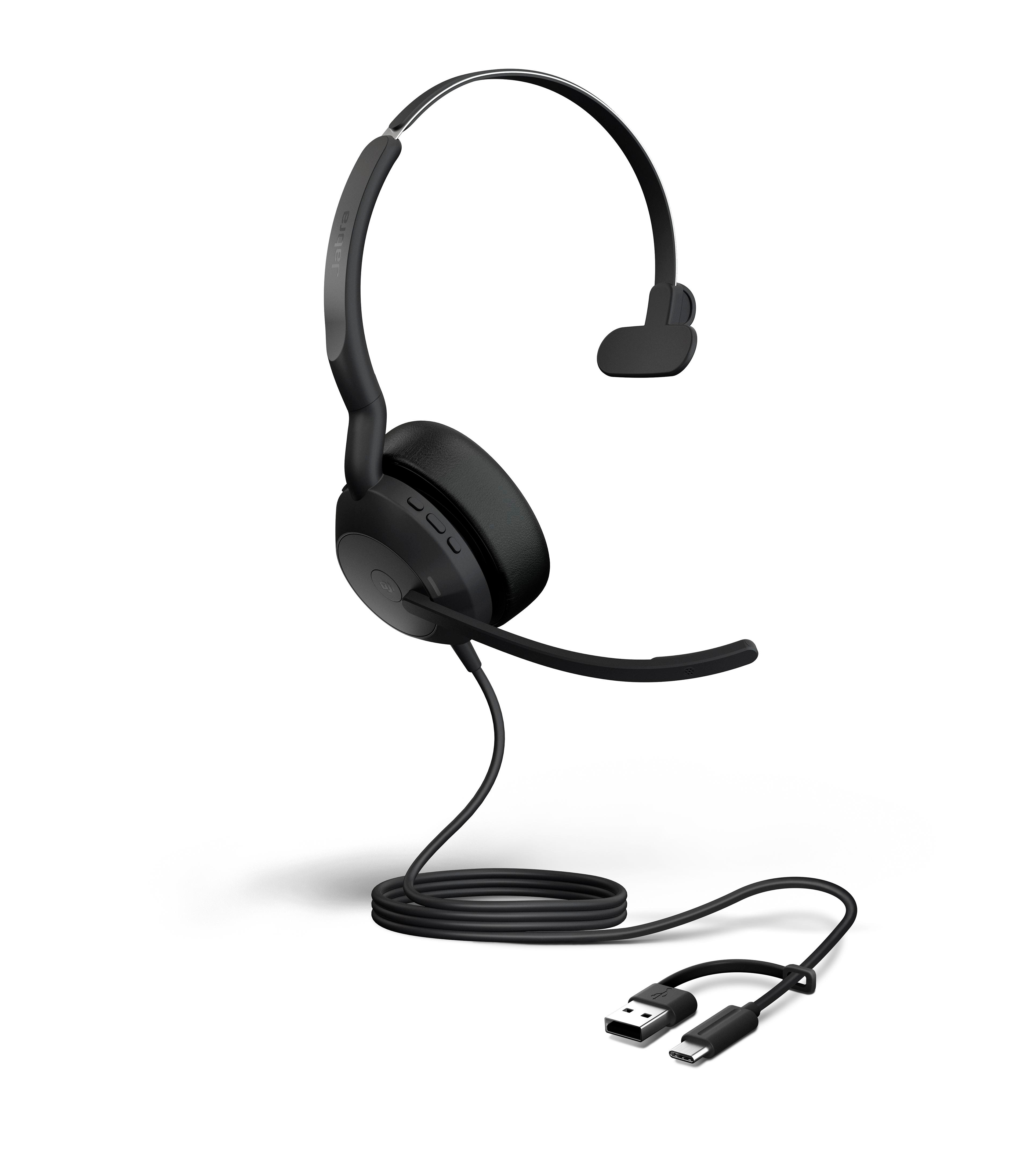 Jabra Evolve2 50 UC Mono kabelgebunden Headset schwarz USB-A/C