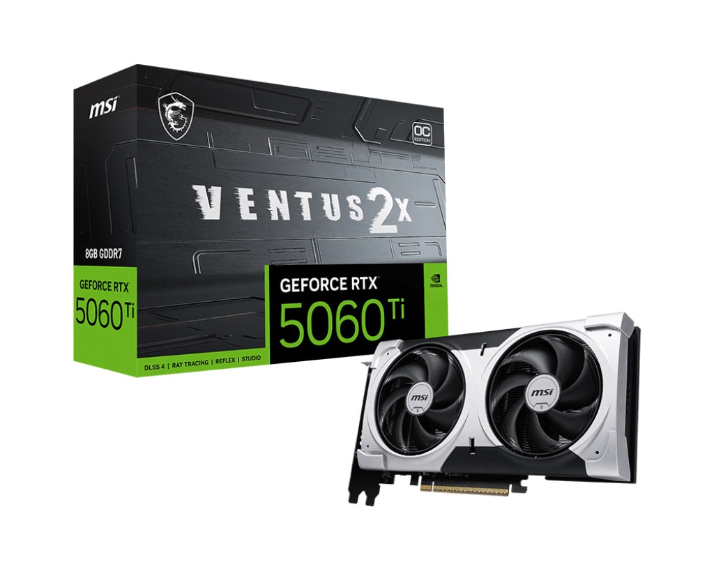 MSI GeForce RTX 5060 Ti 8G GAMING VENTUS 2X OC PLUS 8GB GDDR7 Grafikkarte, HDMI/DP