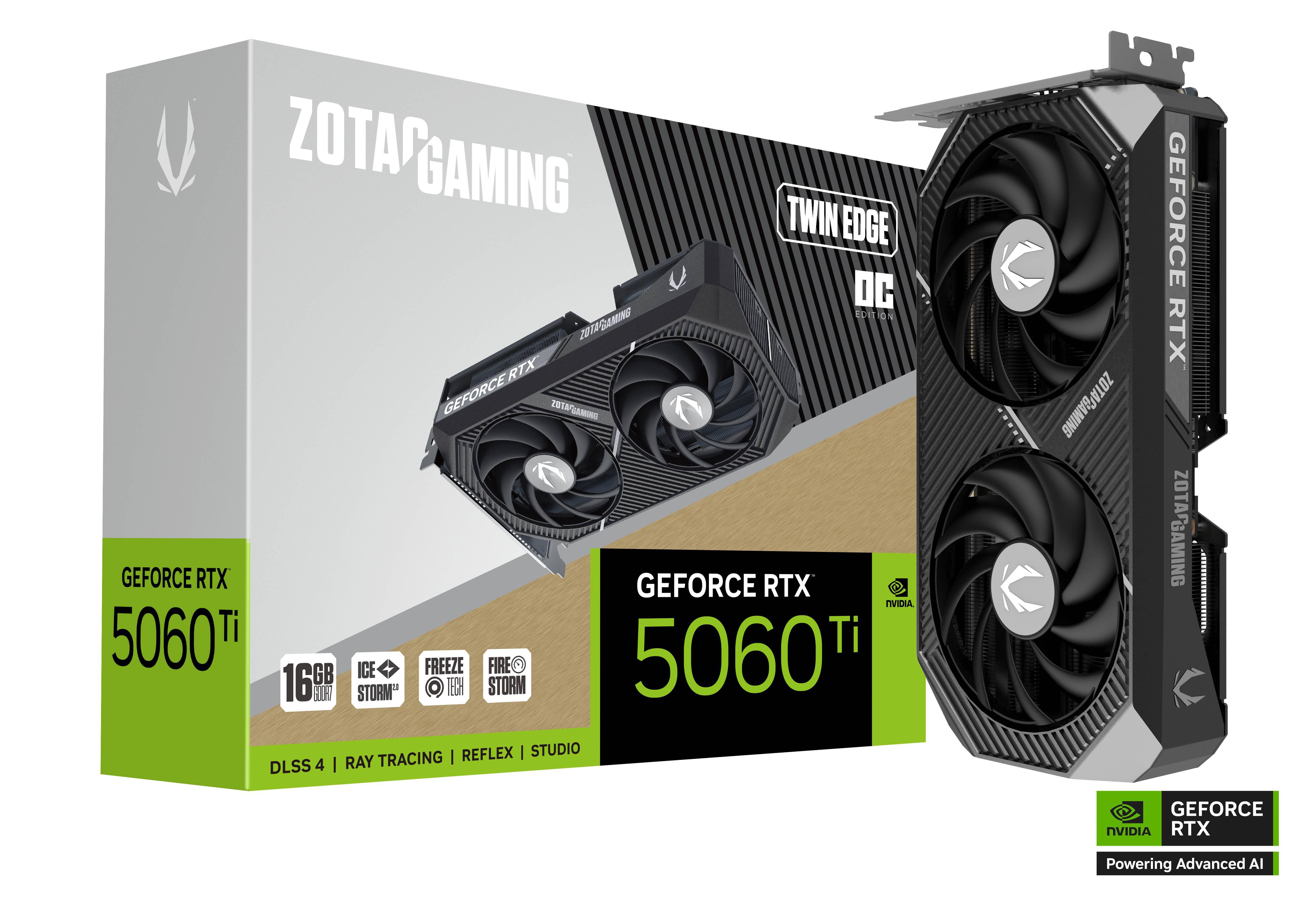 ZOTAC GAMING GeForce RTX 5060 Ti Twin Edge OC 16GB GDDR7 Grafikkarte 3x DP, 1x HDMI