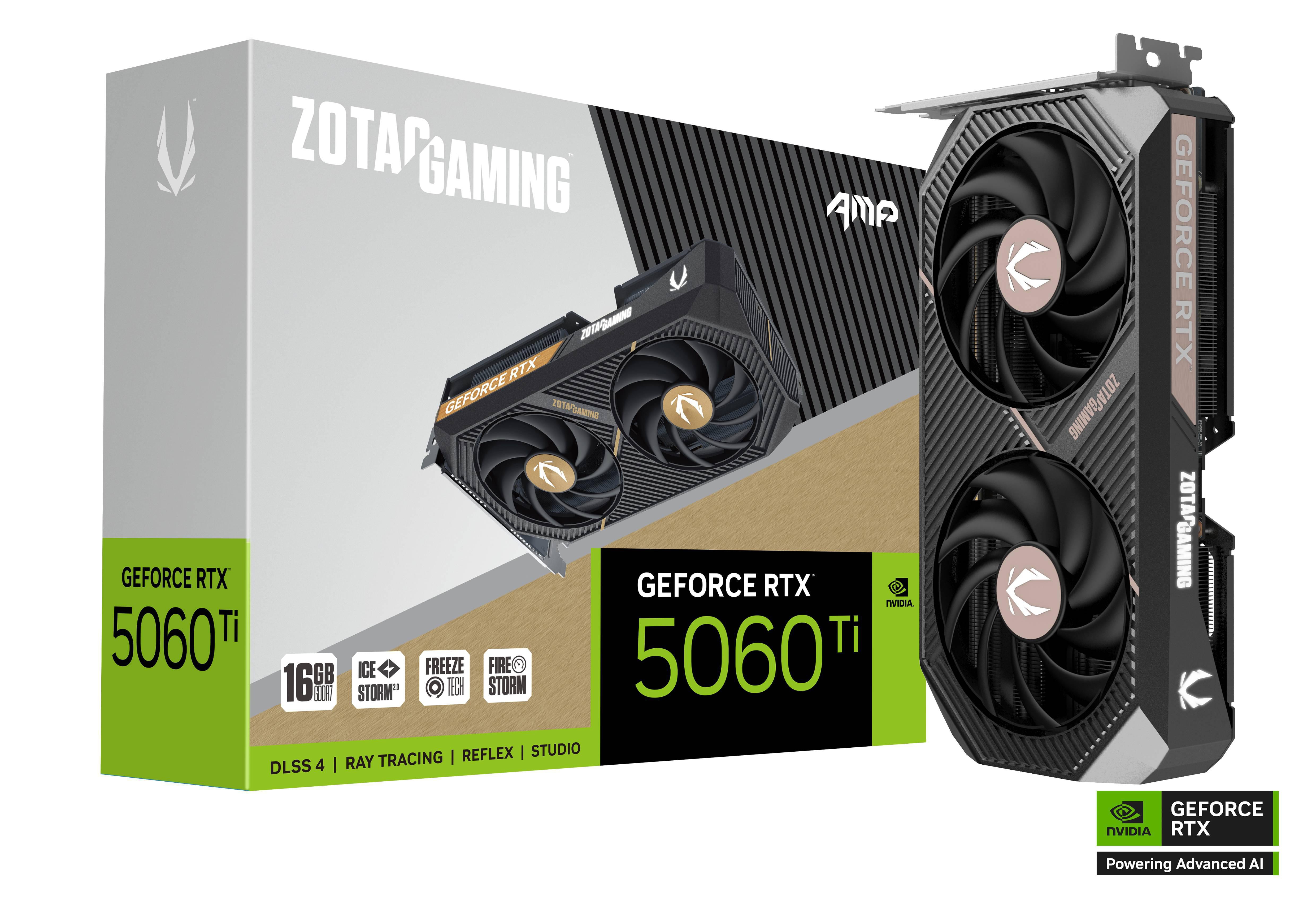 ZOTAC GAMING GeForce RTX 5060 Ti AMP 16GB GDDR7 Grafikkarte 3x DP, 1x HDMI