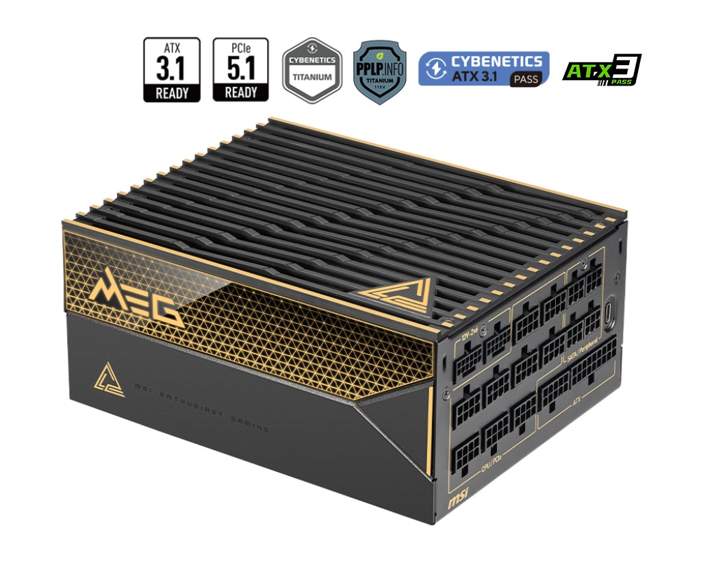 MSI MEG Ai1600T 1600 Watt ATX 3.1 80+ Titanium Netzteil 135mm Lüfter