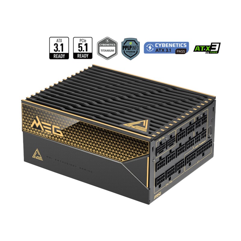 tz Un günstig Kaufen-MSI MEG Ai1600T 1600 Watt ATX 3.1 80+ Titanium Netzteil 135mm Lüfter. MSI MEG Ai1600T 1600 Watt ATX 3.1 80+ Titanium Netzteil 135mm Lüfter <![CDATA[• Leistung 1600 Watt • 80 Plus Titanium Zertifizierung • Temperaturgesteuerter 135-mm-Lüfter • 1x