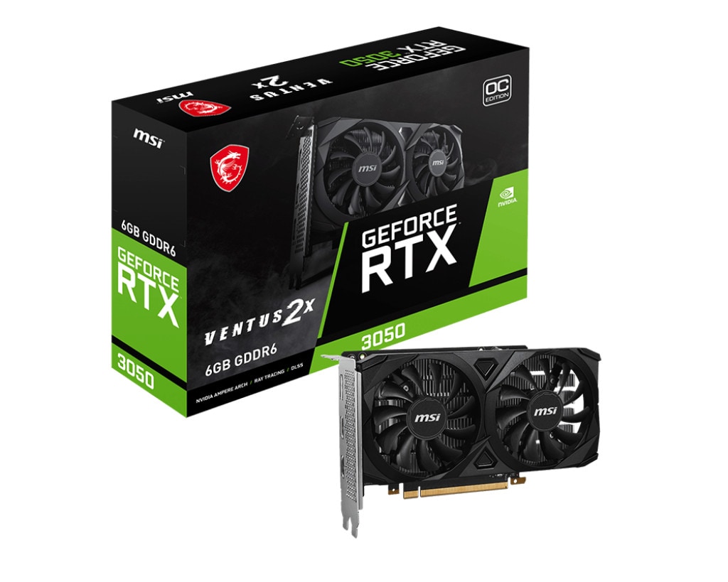 MSI GeForce RTX 3050 VENTUS 2X E 6G OC 6 GB GDDR6 Grafikkarte DP/HDMI