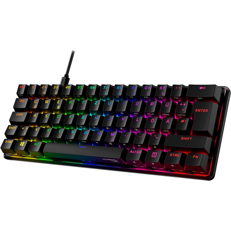 HyperX Alloy Origins 60 Schwarz - Mechanische Gaming Tastatur, HX Red Switches, Linear, USB-C/ USB-A Kabel