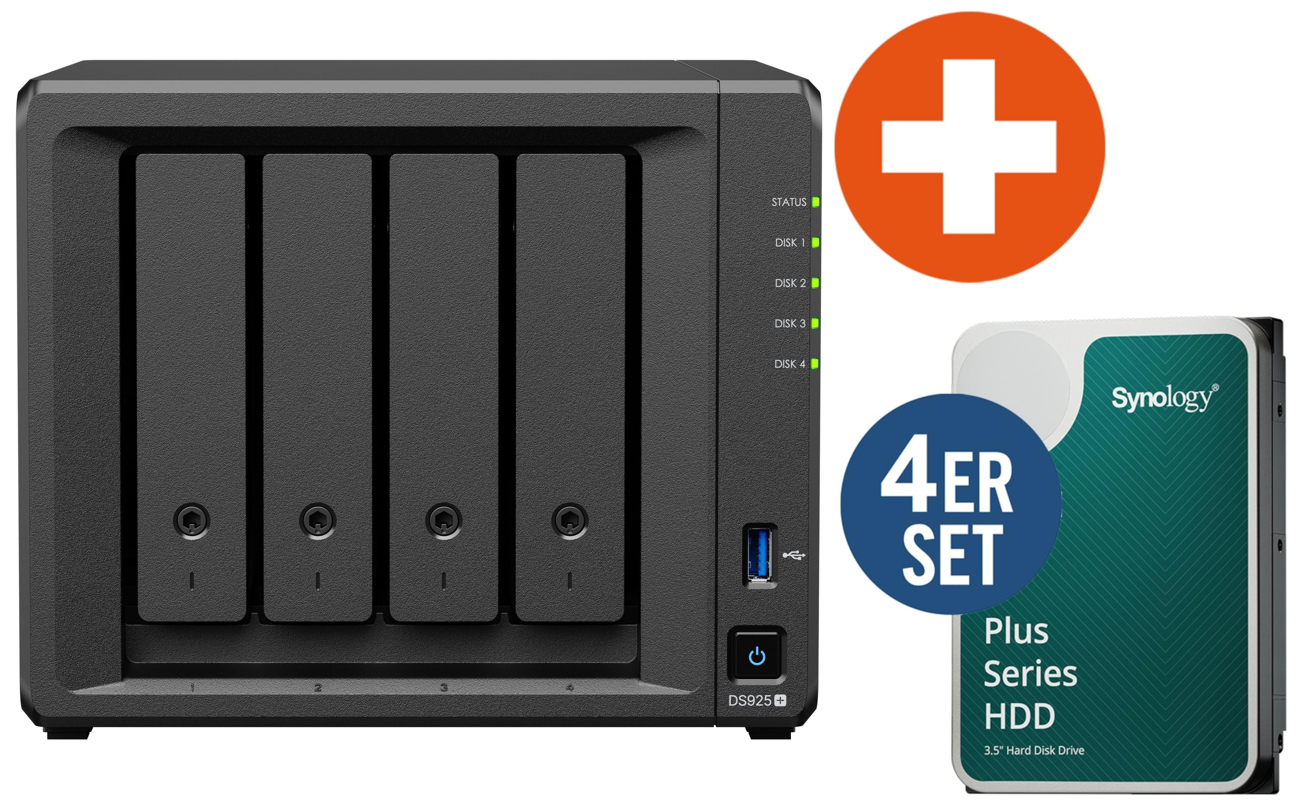 Synology Diskstation DS925+ NAS System 4-Bay 32 TB inkl. 4x 8 TB Synology HDD HAT3320-8T