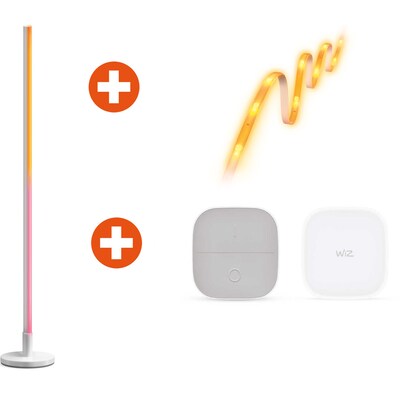 WiZ Pole Wi-Fi BLE Floor Lamp EU + RGBW LED strip kit 4m + Portable button EU