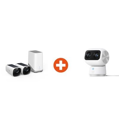 eufyCam 3 Überwachungskamera 4K 2+1 inkl. eufy S350 Überwachungskamera 4K 360 Dual Cam Indoor Nachtsicht