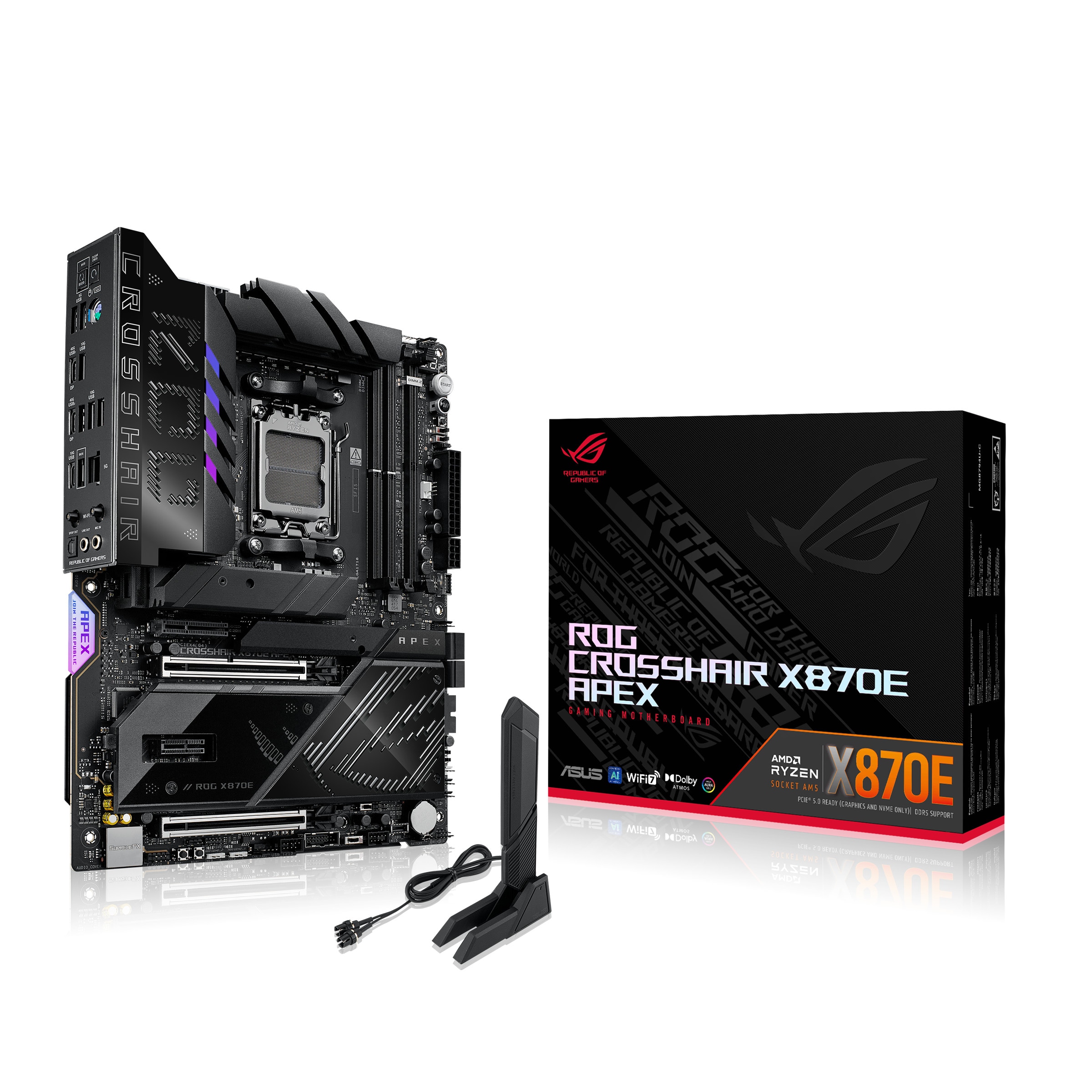 Asus Motherboard Rog Crosshair X870e Apex X870e Am5 Ddr5 Atx Wifi 7 Pcie 5.0 Rgb - Image 8