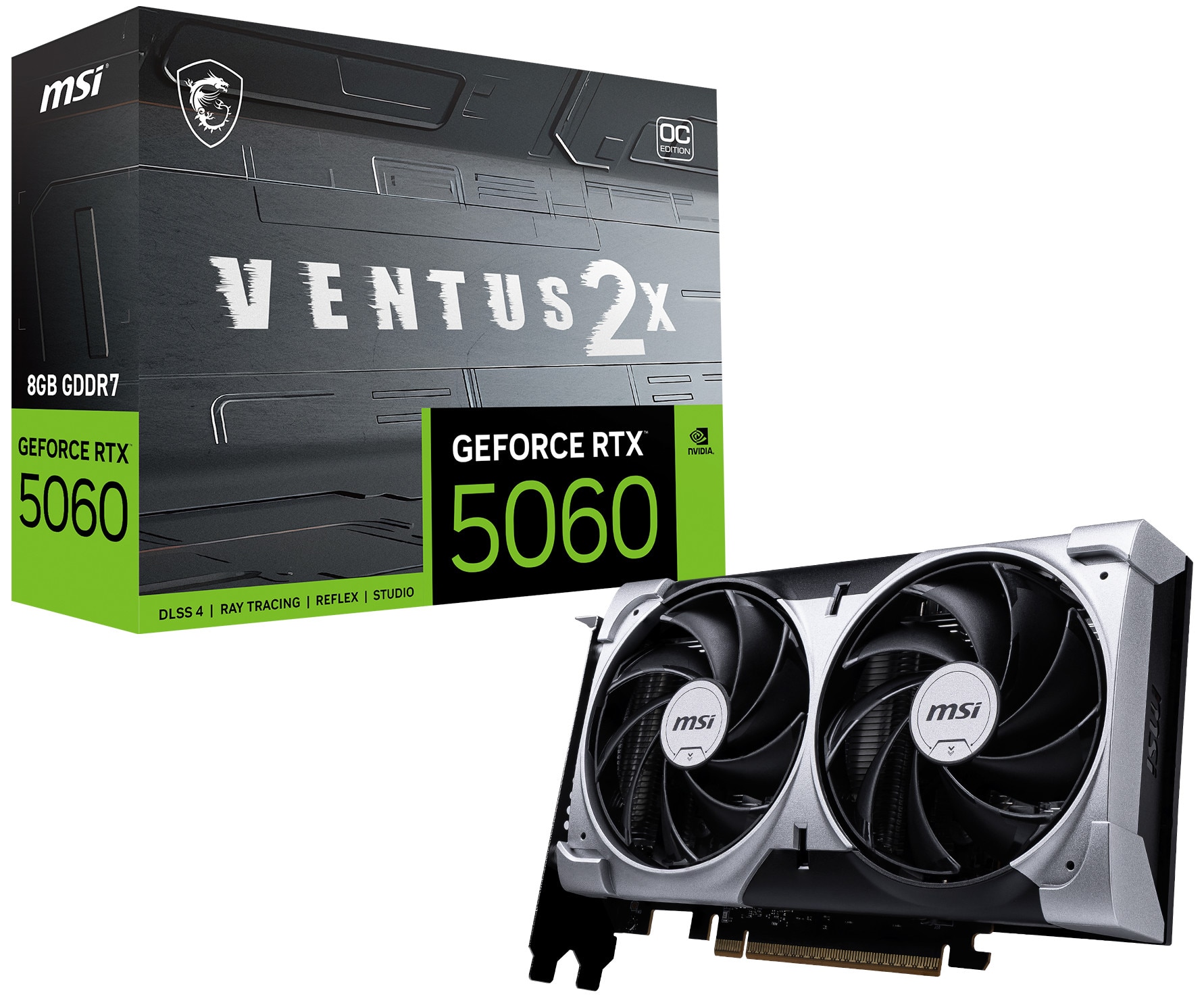 MSI GeForce RTX 5060 VENTUS 2X OC 8GB GDDR7 Grafikkarte, HDMI/DP