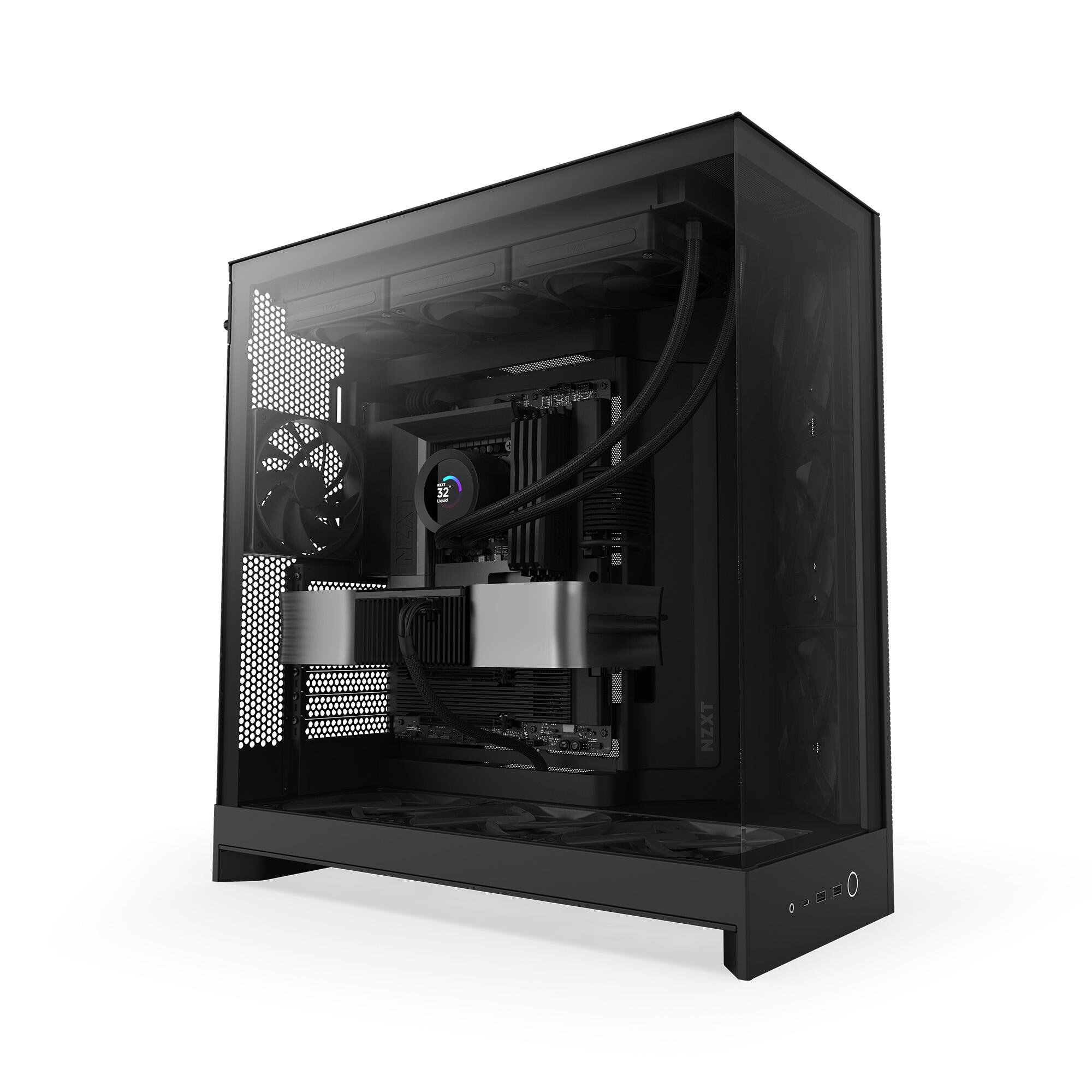 NZXT H9 Flow Gaming PC Gehäuse Midi-Tower All Black Seitenfenster