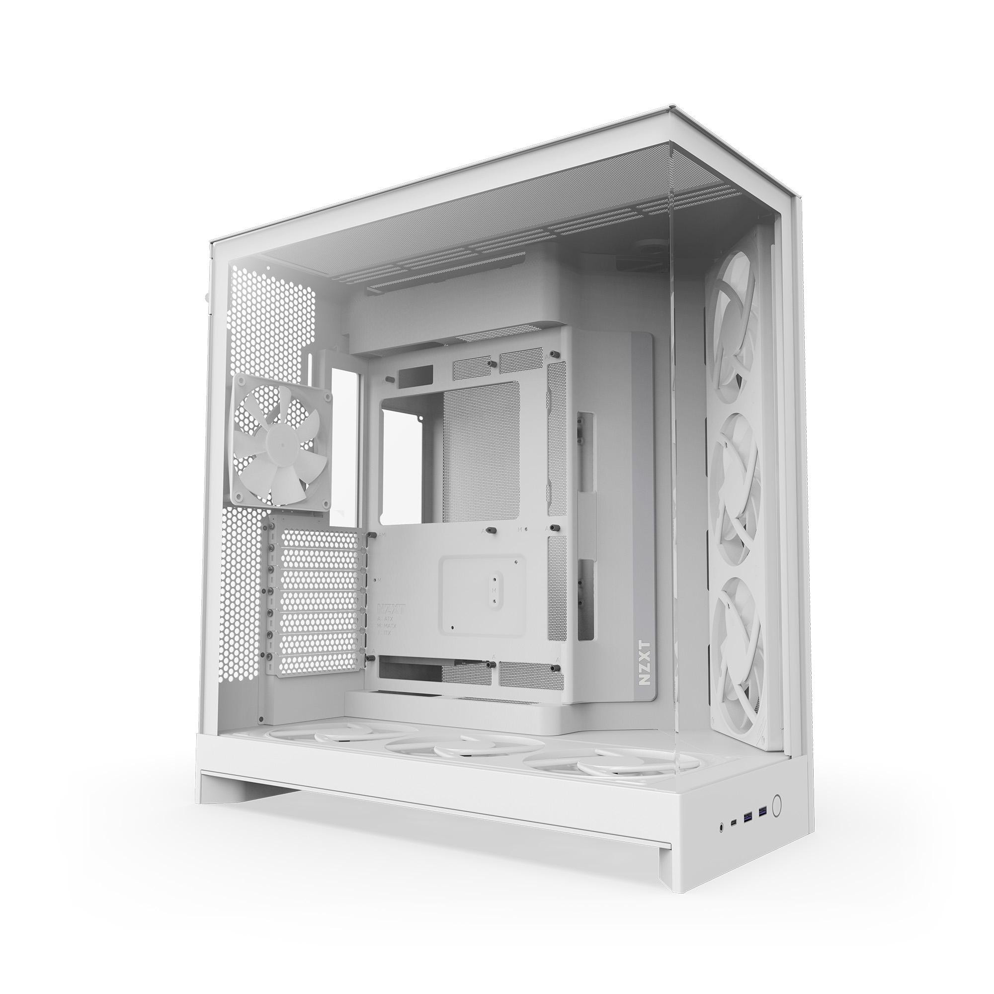 NZXT H9 Flow RGB+ (2025) All White Midi Tower ATX Gaming Gehäuse weiß mit Glasfenster