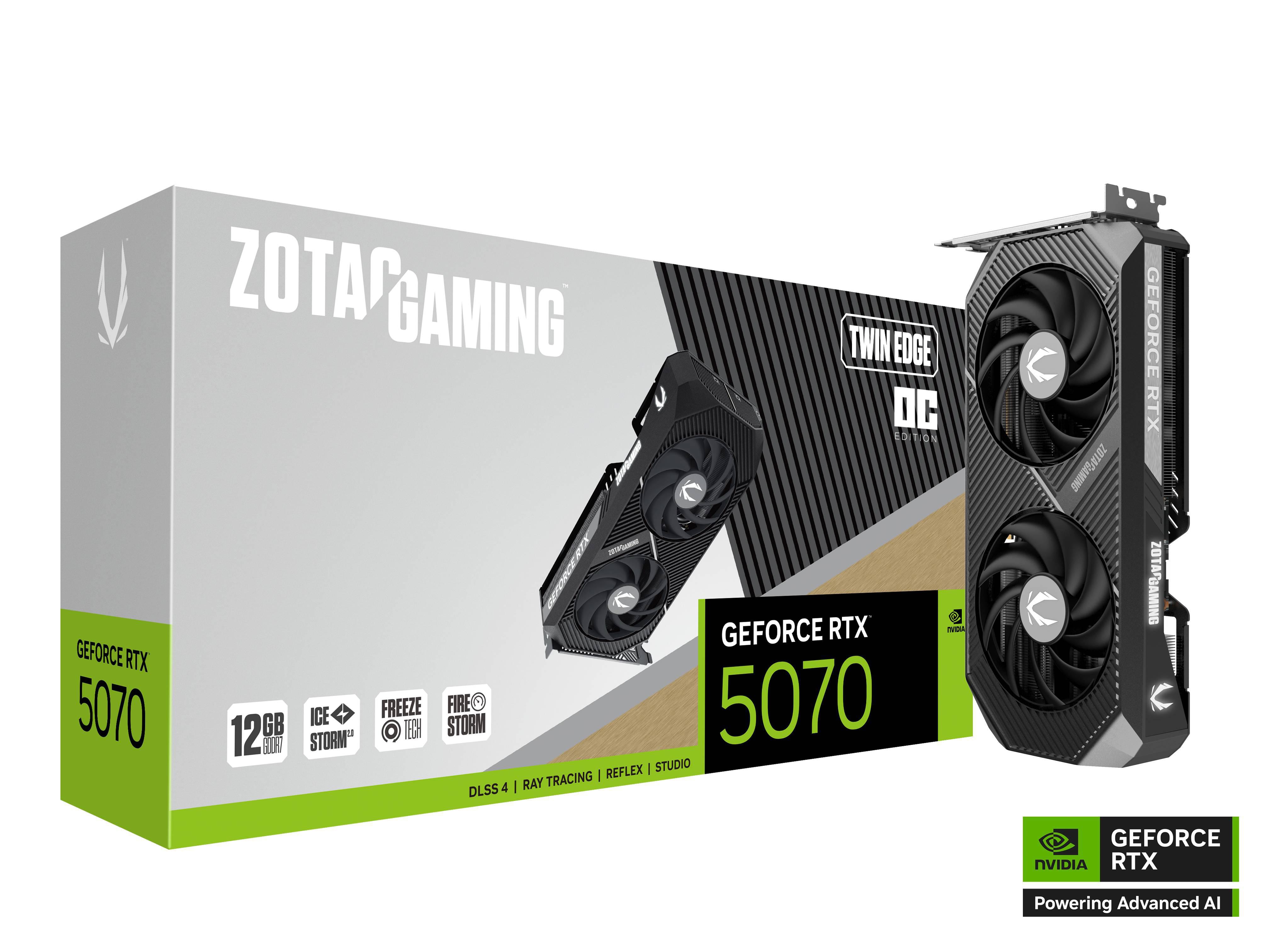 ZOTAC GAMING GeForce RTX 5070 Twin Edge OC 12GB GDDR7 Grafikkarte 3x DP, 1x HDMI