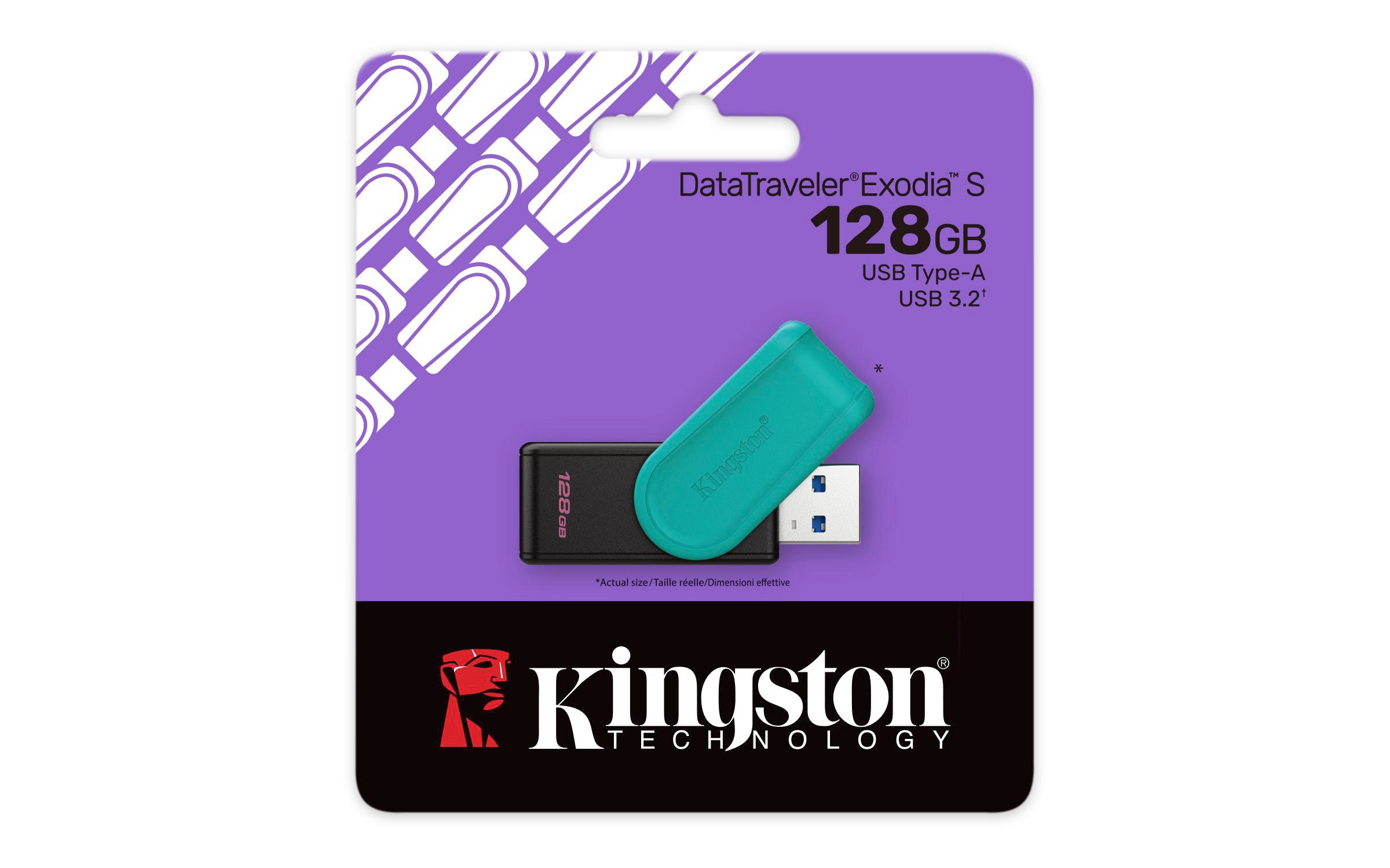 Kingston 128 GB DataTraveler Exodia 3.2 Gen1 USB-Stick Schwarz/Türkis