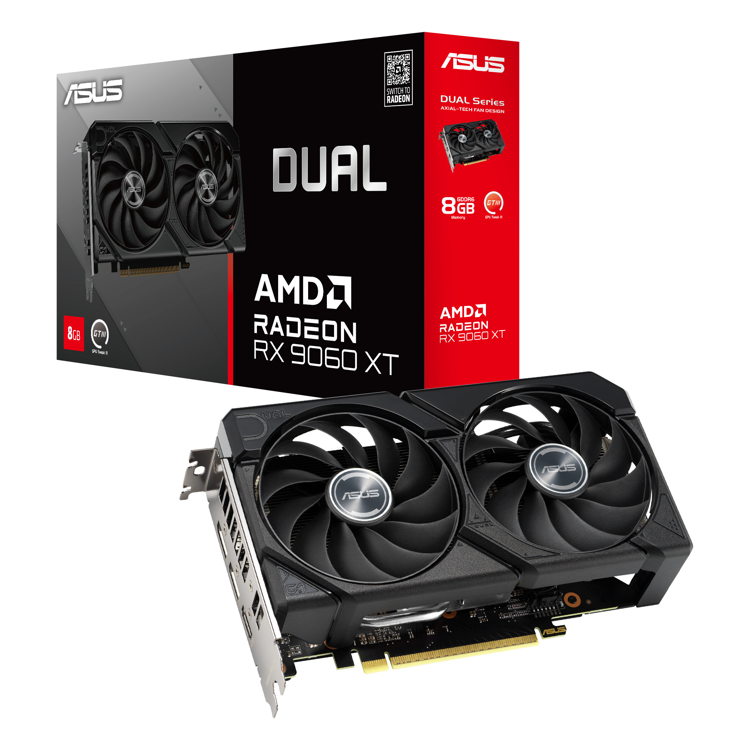 ASUS DUAL Radeon RX 9060XT DUAL-RX9060XT-8G 8GB DDR6 Grafikkarte, HDMI/DP