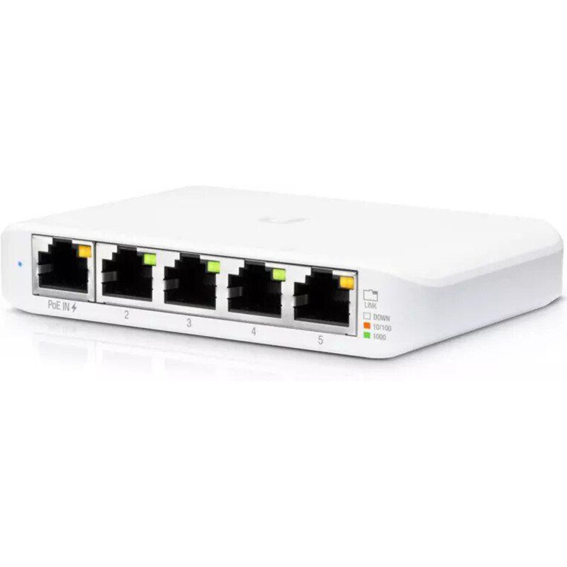 PoE Switch günstig Kaufen-Ubiquiti UniFiSwitch Flex Mini Desktop Gigabit Smart Switch, 5x RJ-45, PoE PD. Ubiquiti UniFiSwitch Flex Mini Desktop Gigabit Smart Switch, 5x RJ-45, PoE PD <![CDATA[• Smart Desktop Switch • 5 Ports , 1 mit PoE • Kühlung: passiv (lüfterlos)]]>. 