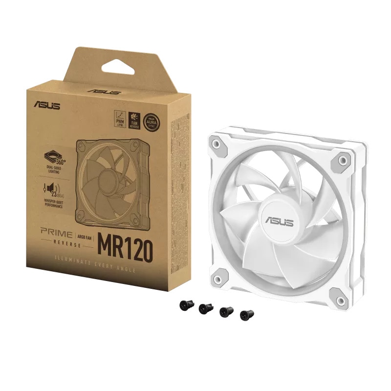ASUS PRIME MR120 ARGB Reverse Gehäuselüfter weiß, 120 mm, PWM