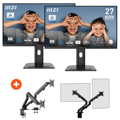 MSI 2x  Pro MP273QPDE E2 69cm (27″) QHD IPS Office Monitor + Gratis Monitorarm | 04711377170079