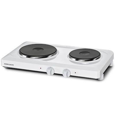 Rommelsbacher THS 2015 Doppelkochplatte mit Timer 2000W weiß feueremailliert