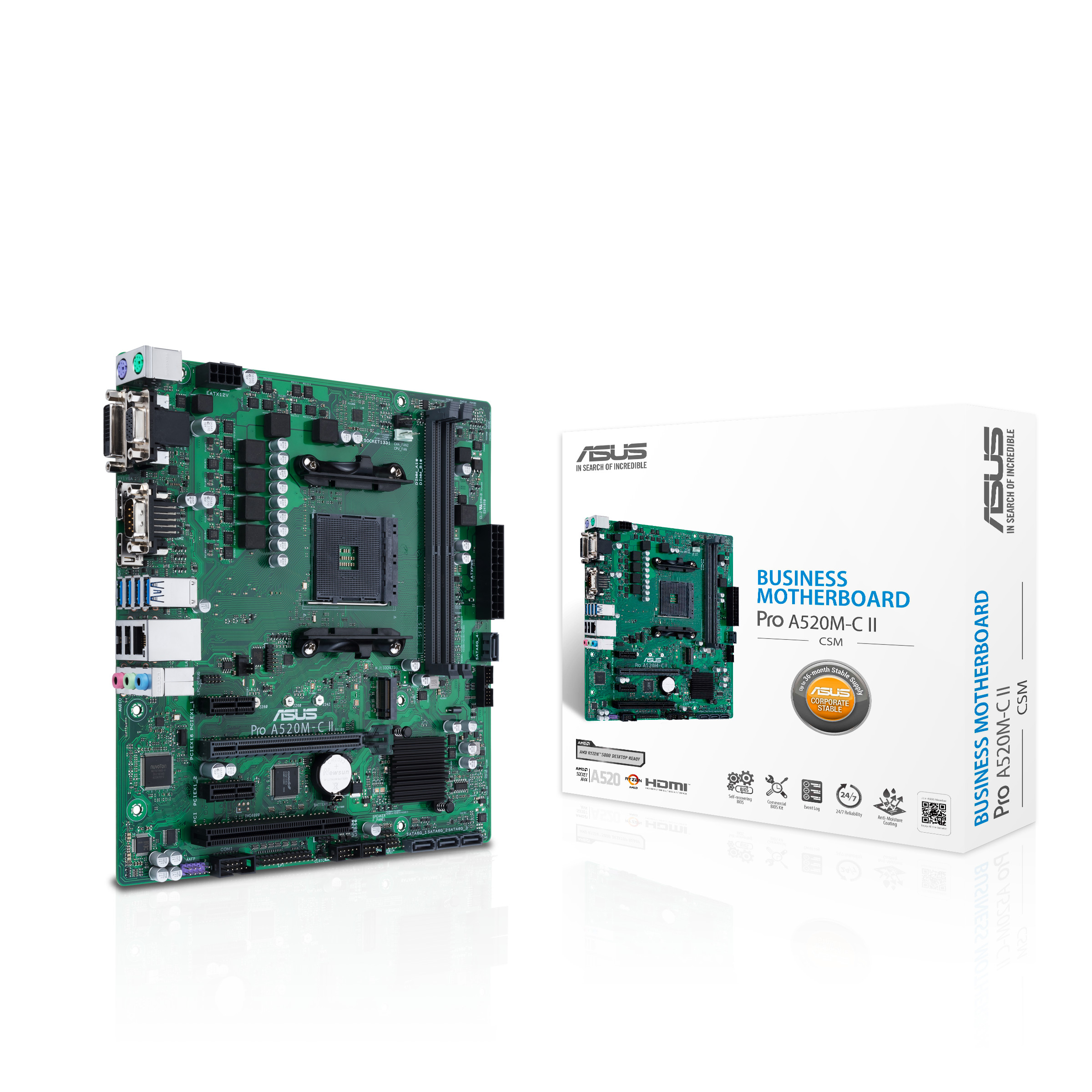 ASUS PRO A520M-C II-CSM Micro-ATX Mainboard - Sockel AM4