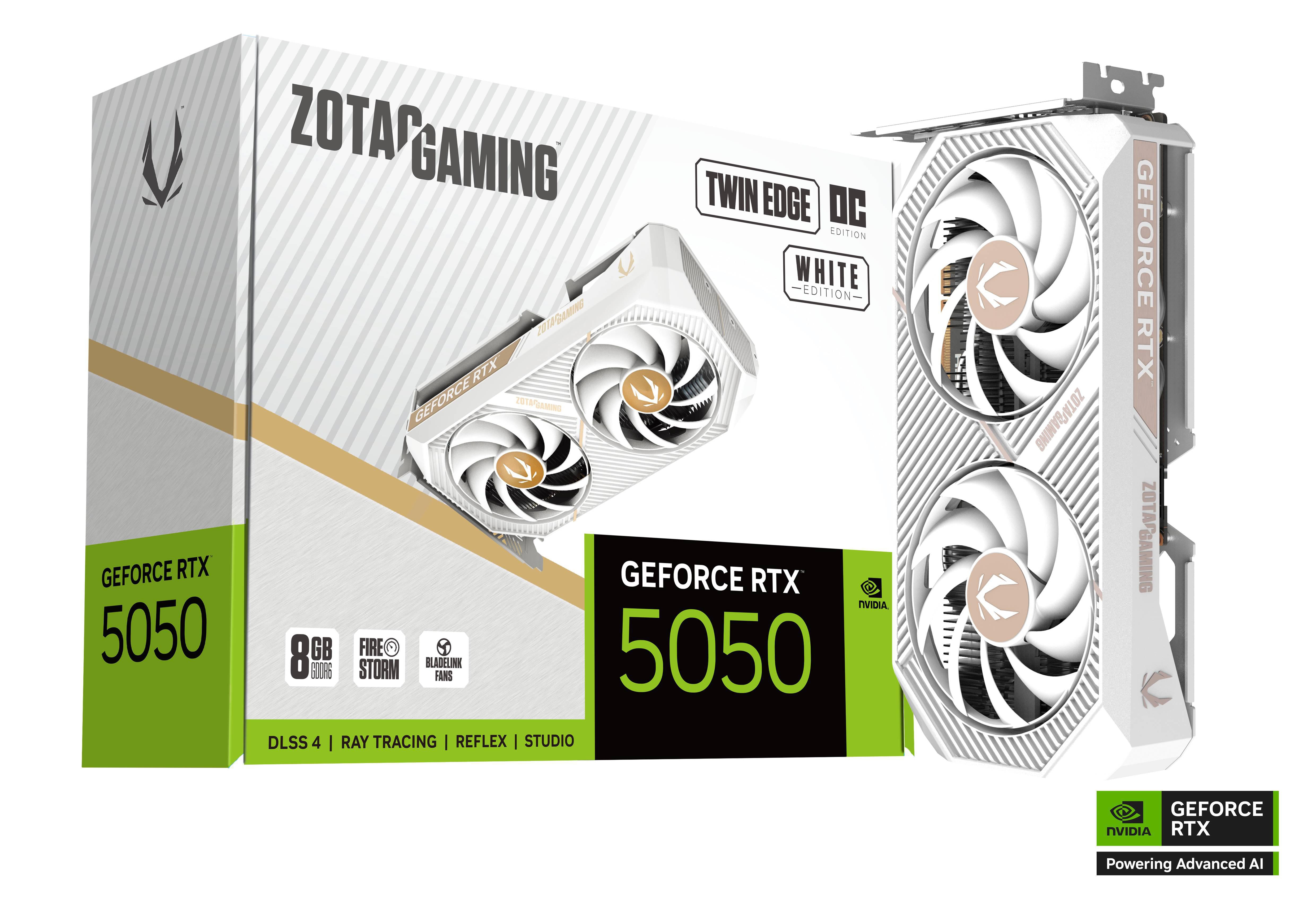 ZOTAC GAMING GeForce RTX 5050 Twin Edge OC White 8GB GDDR6 Grafikkarte 3x DP, 1x HDMI