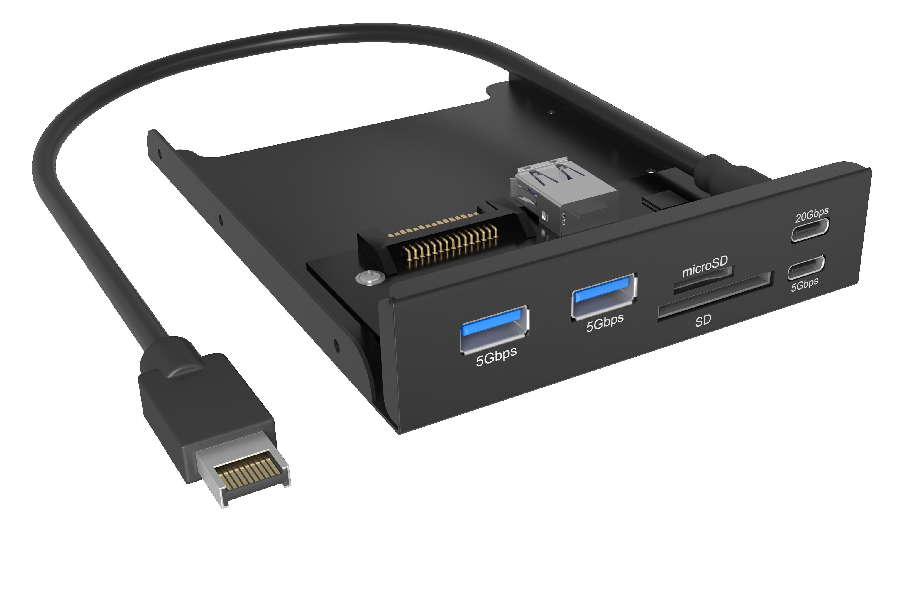 RaidSonic Icy Box IB-HUB1419-i3 USB Hub und Card Reader für 3,5” Schacht