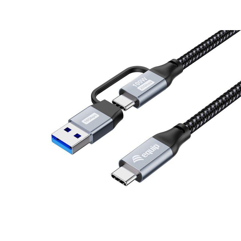 2x 1 günstig Kaufen-EQUIP 128431 2-in-1 USB 3.2 Gen 2x2 C auf C/A Kabel, 1,0m, PD100W, 4K/60Hz, 20Gbps, Schwarz. EQUIP 128431 2-in-1 USB 3.2 Gen 2x2 C auf C/A Kabel, 1,0m, PD100W, 4K/60Hz, 20Gbps, Schwarz <![CDATA[• -Kabel, Spezifikation:  - Länge: 1000 mm • Anschluß A: USB 