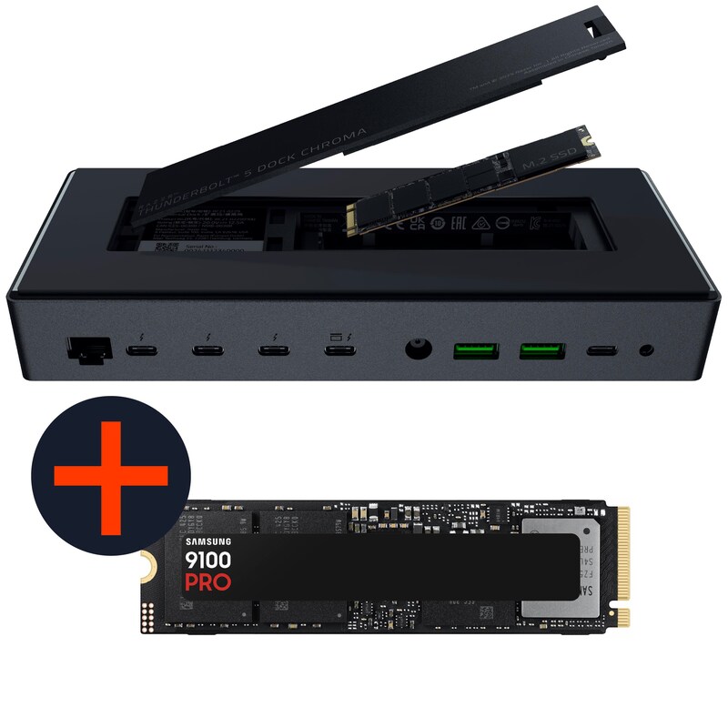 He Do günstig Kaufen-Razer Thunderbolt™ 5 Dock Chroma | 4K Tripple Display + M.2-Speicherslot + Samsung 9100 PRO NVMe SSD 2TB M.2 PCIe 5.0. Razer Thunderbolt™ 5 Dock Chroma | 4K Tripple Display + M.2-Speicherslot + Samsung 9100 PRO NVMe SSD 2TB M.2 PCIe 5.0 <![C