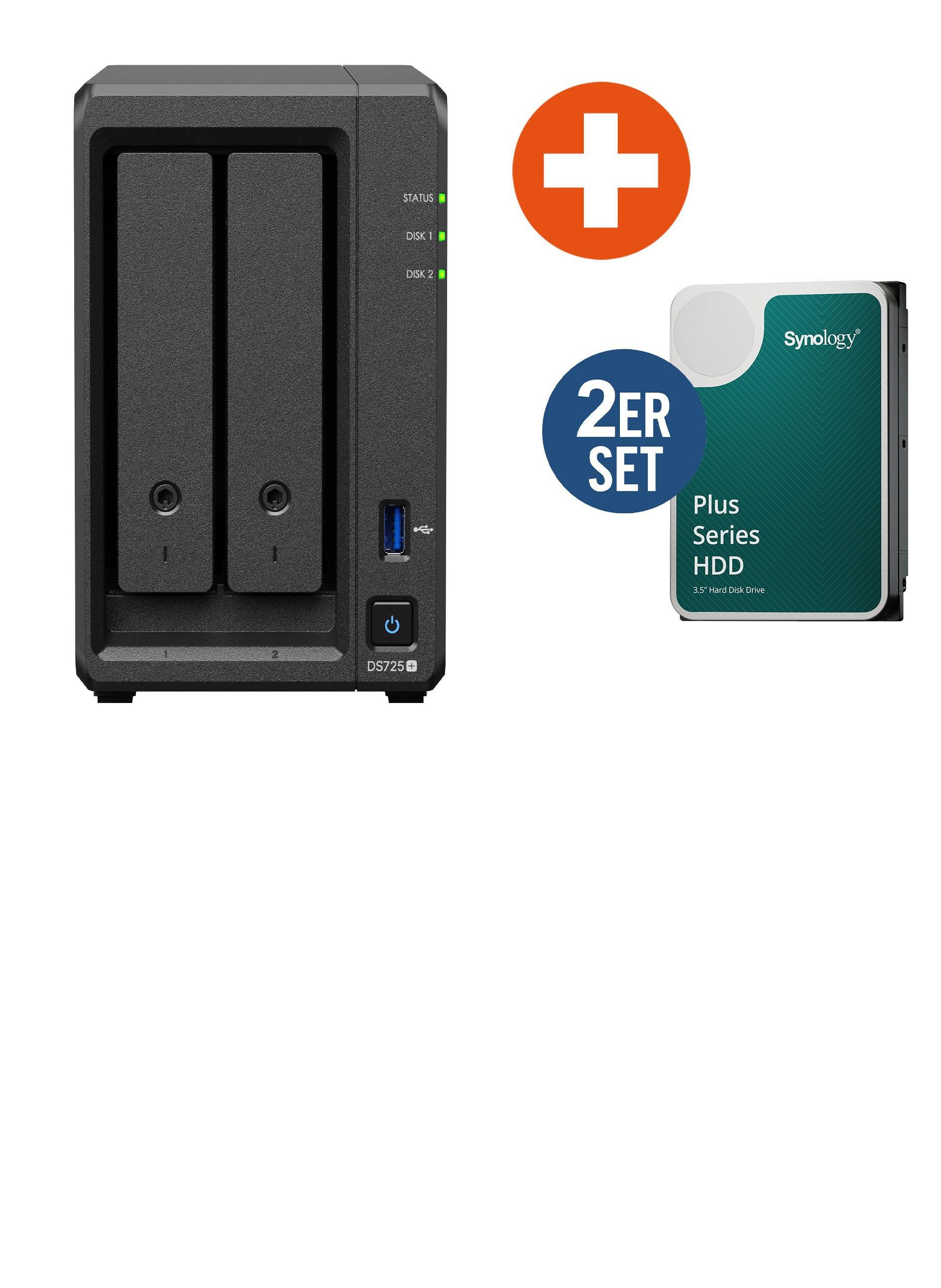 Image of Synology Diskstation DS725+ NAS System 2-Bay 16TB inkl 2x 8 TB Synology HDD HAT3320-8T
