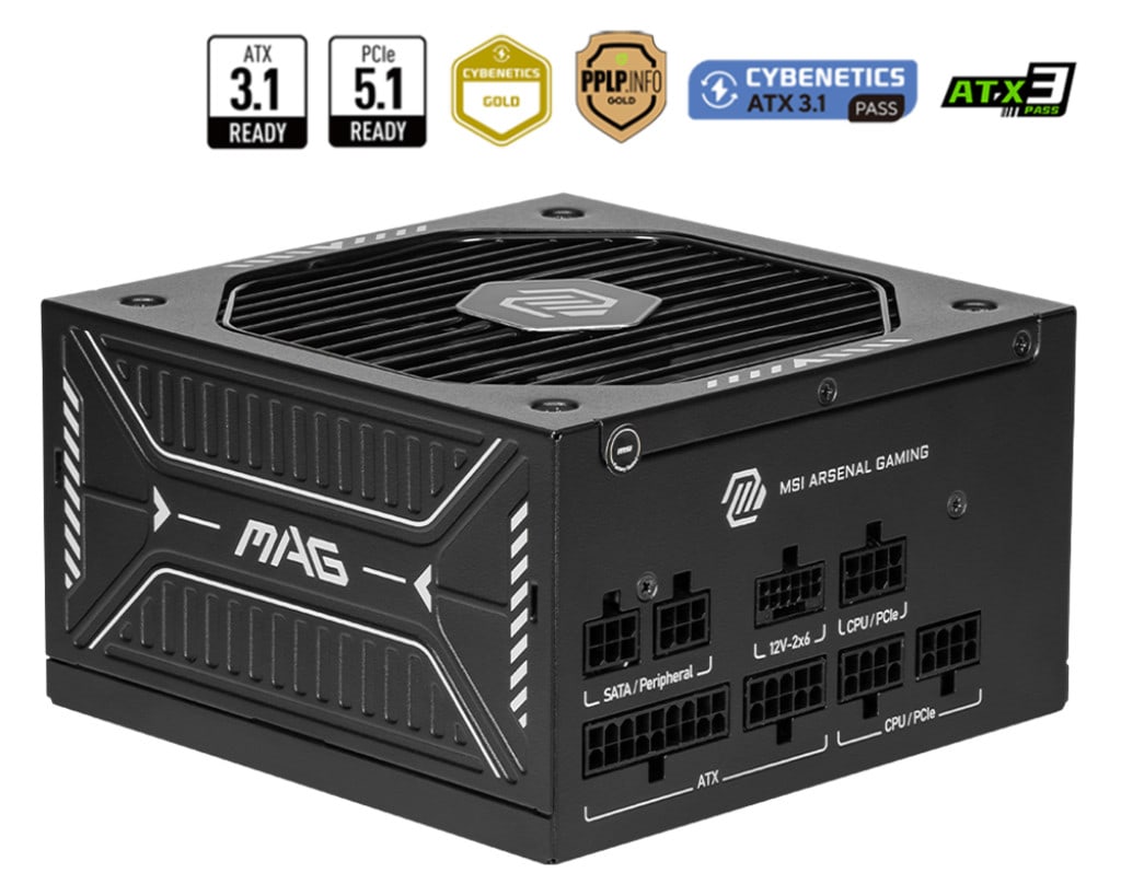 MSI MAG A750GLS PCIE5 750 Watt ATX 3.1 PCIe 5.1 80+ Gold Netzteil 135mm Lüfter