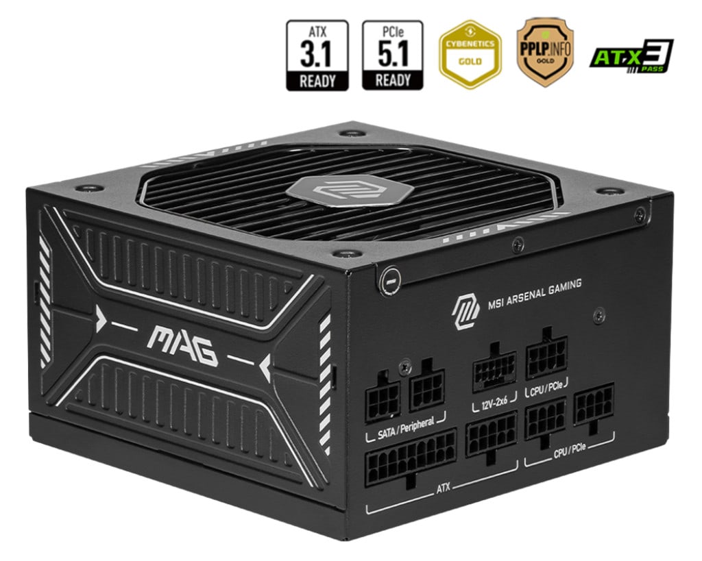 MSI MAG A650GLS PCIE5 650 Watt ATX 3.1 PCIe 5.1 80+ Gold Netzteil 135mm Lüfter
