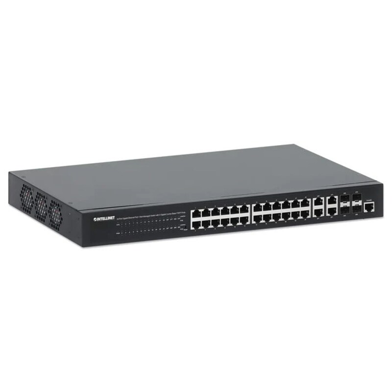 SFP günstig Kaufen-Intellinet 24-Port Gigabit Ethernet PoE+ Web-Managed Switch mit 4 Gigabit T/SFP-Ports. Intellinet 24-Port Gigabit Ethernet PoE+ Web-Managed Switch mit 4 Gigabit T/SFP-Ports <![CDATA[• Managed Switch • 24 RJ45-Ports (24x GB-LAN) • Zusätzliche Ports: 4x SFP