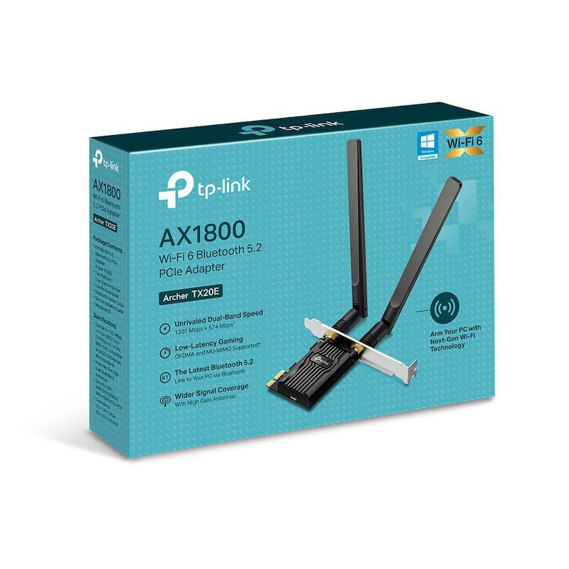 Bluetooth günstig Kaufen-TP-Link Archer TX20E WLAN Adapter PCIe x1 mit 2 Antennen. TP-Link Archer TX20E WLAN Adapter PCIe x1 mit 2 Antennen <![CDATA[• WLAN N/A mit N/A-Modem • Wi-Fi 6 • Bluetooth 5.2 • WPA3]]>. 