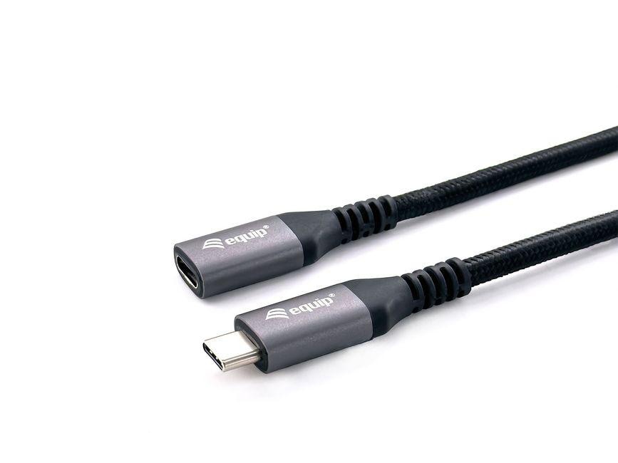 EQUIP 128371 USB 3.2 Gen 2 C auf C Verlängerung Kabel 1m PD100W 4K/60Hz 10Gbps schwarz