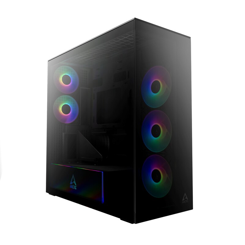 mit Beleuchtung günstig Kaufen-ARCTIC Xtender VG Black E-ATX Gaming Gehäuse mit Seitenfenster. ARCTIC Xtender VG Black E-ATX Gaming Gehäuse mit Seitenfenster <![CDATA[• E-ATX Gaming Gehäuse mit Seitenfenster und ARGB Beleuchtung • Abmessung: 529 (L) x 231 (B) x 529 (H) mm, 15