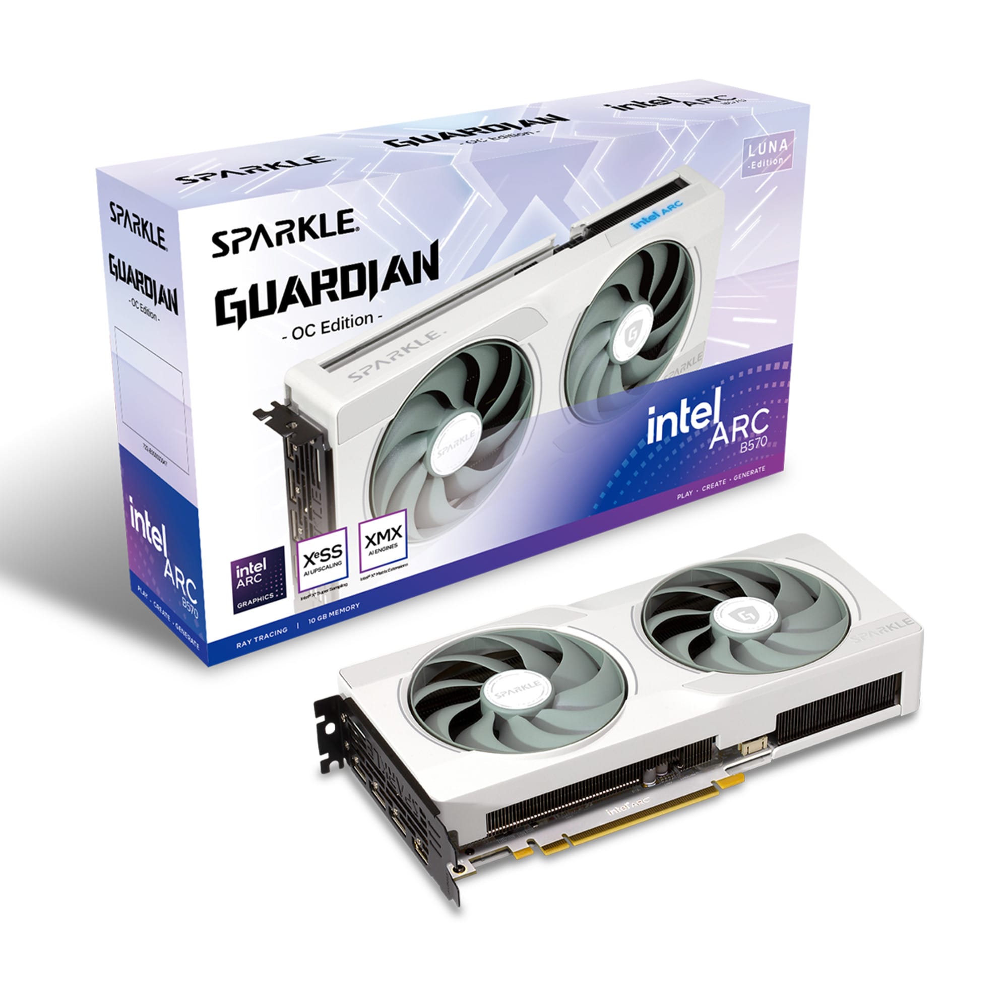 SPARKLE Intel Arc B570 Guardian Luna OC 10GB GDDR6 Grafikkarte 1x HDMI 3x DP
