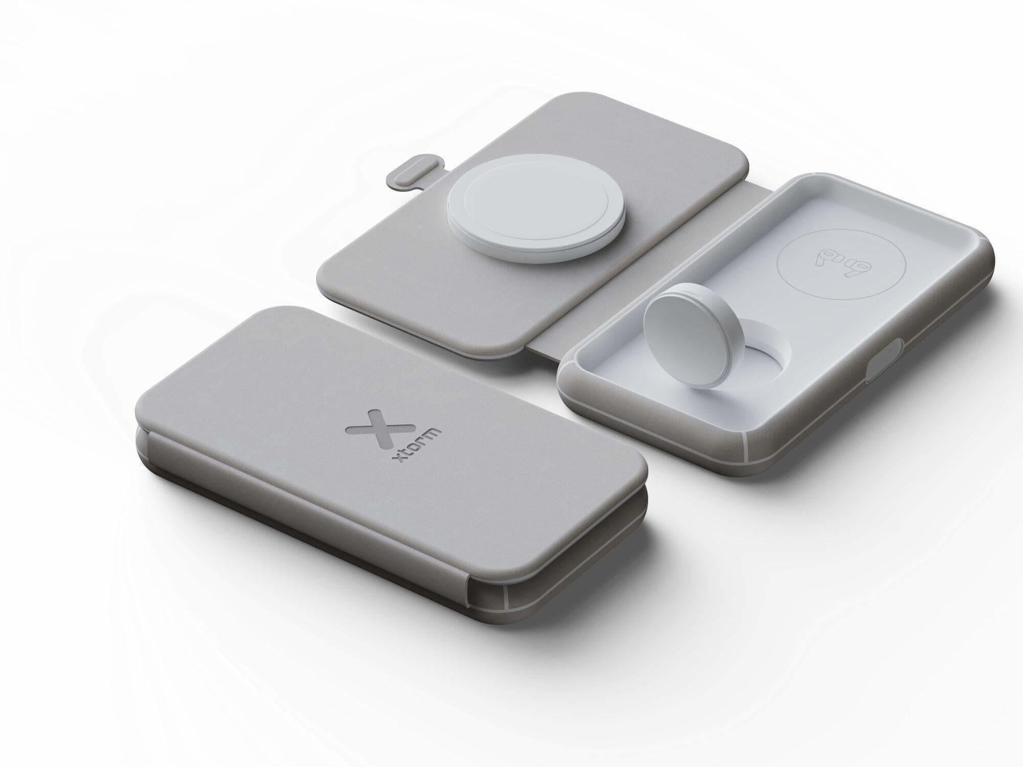 Xtorm Faltbares 3in1 Wireless Reiseladegerät 15W Qi grau