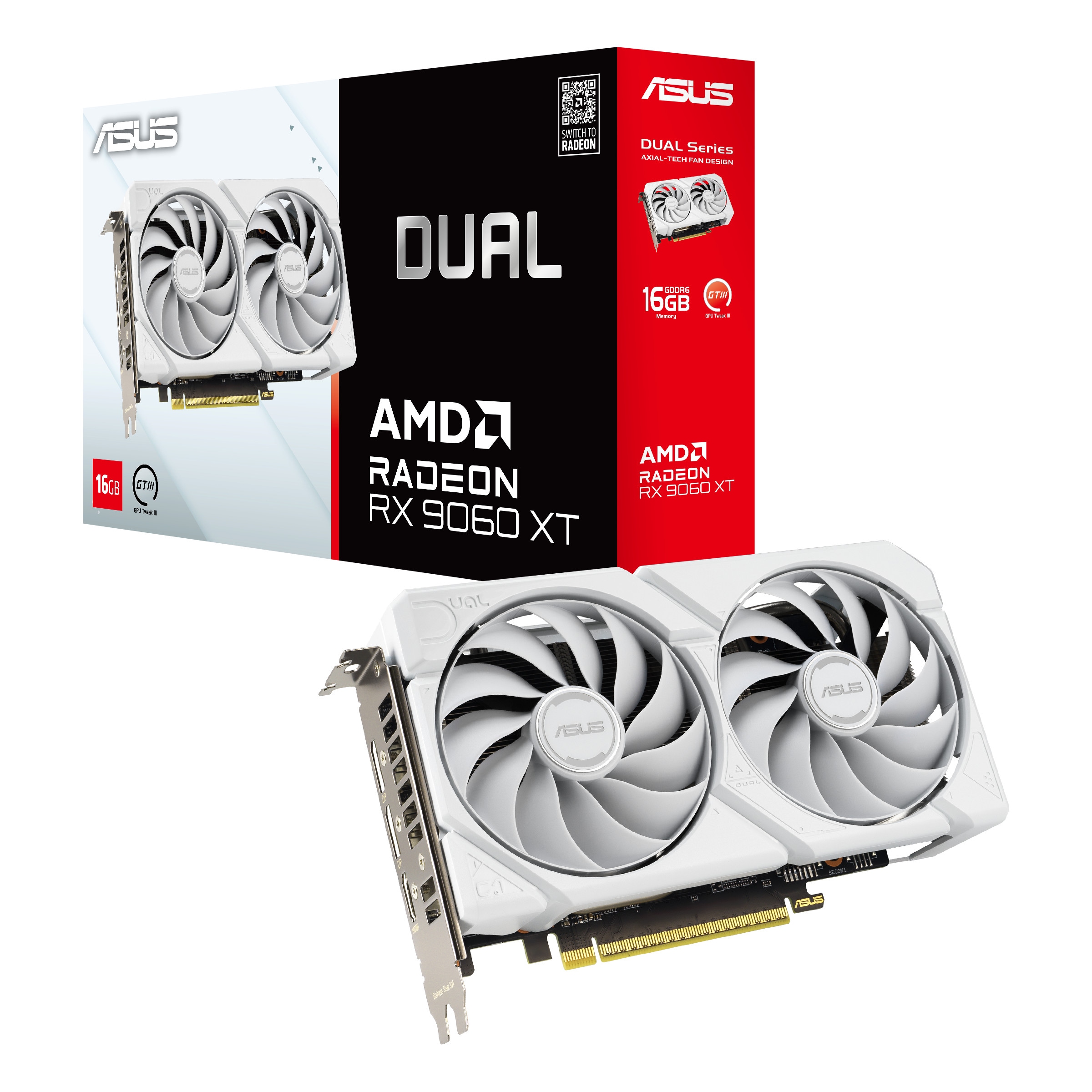 Asus Dual Radeon Rx 9060 Xt Dual-Rx9060xt-16G-White 16Gb Ddr6 Grafikkarte, Hdmi/Dp 90Yv0lg3-M0na00