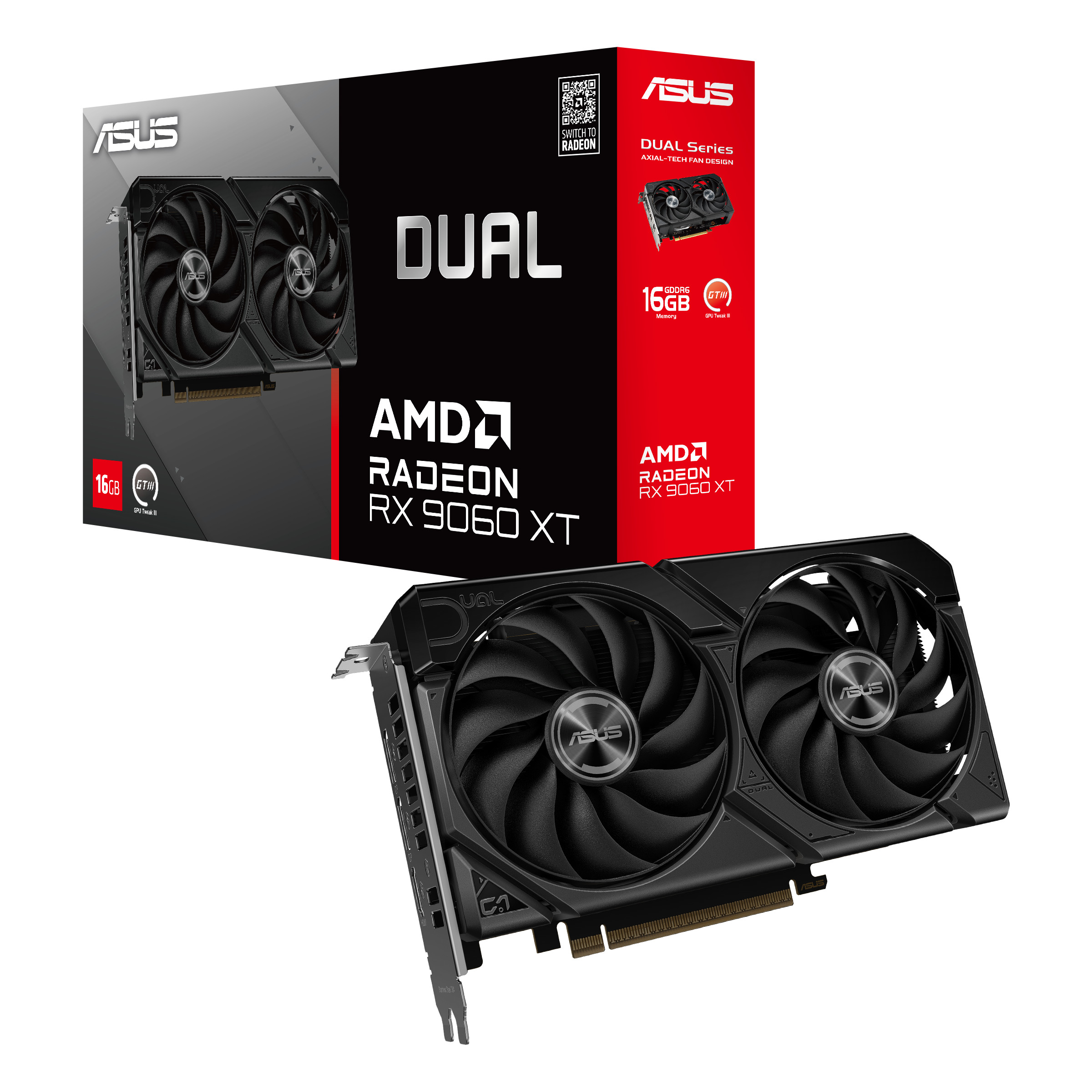 ASUS DUAL Radeon RX 9060 XT DUAL-RX9060XT-16G 16GB DDR6 Grafikkarte, HDMI/DP