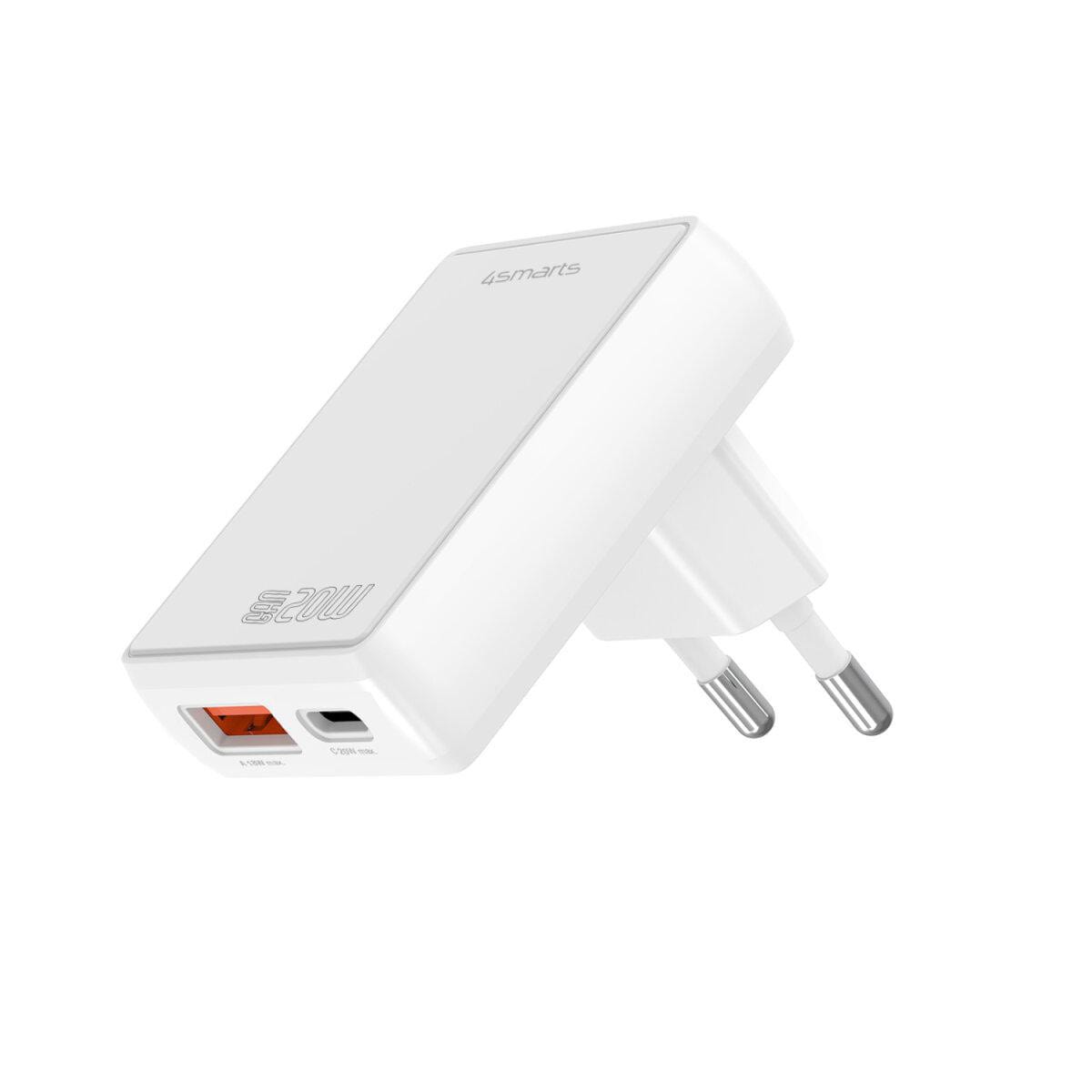 4smarts Netzladegerät FlatPlug Duos 20W GaN 1C+1A, weiß