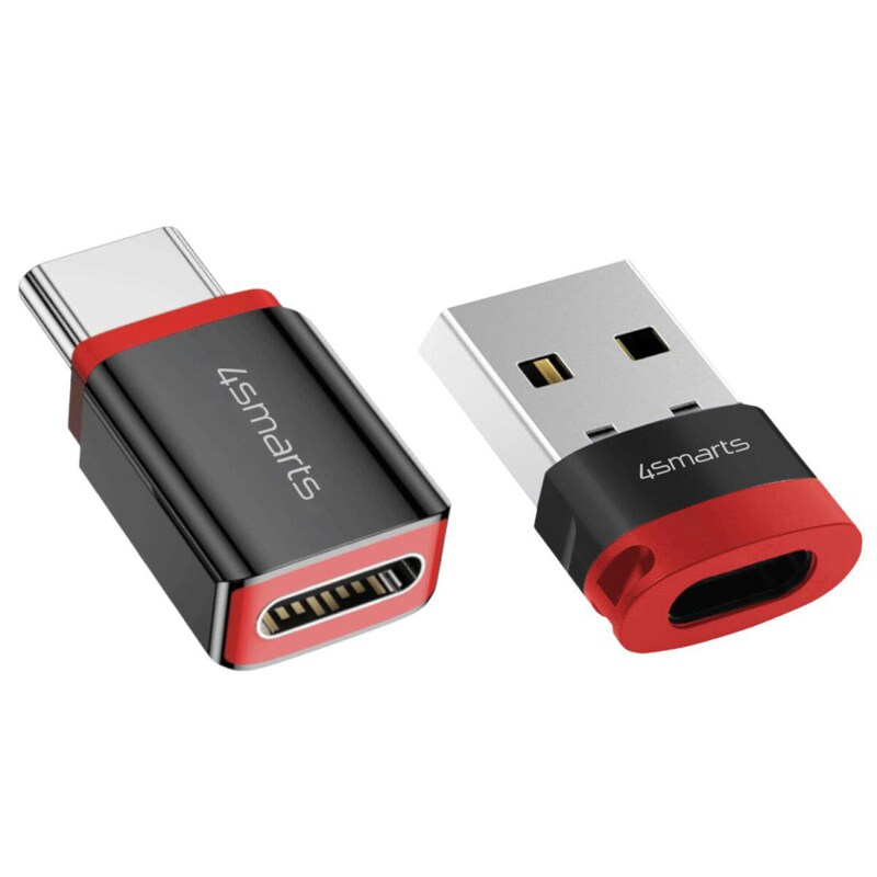 Adapter Set günstig Kaufen-4smarts USB-C auf USB-A / USB-C Datenblocker Adapter, 2er Set, schwarz. 4smarts USB-C auf USB-A / USB-C Datenblocker Adapter, 2er Set, schwarz <![CDATA[• USB-C auf USB-A / USB-C Adapter • 2er Set • Farbe: schwarz/rot • blockiert Datenzugriff über USB • er