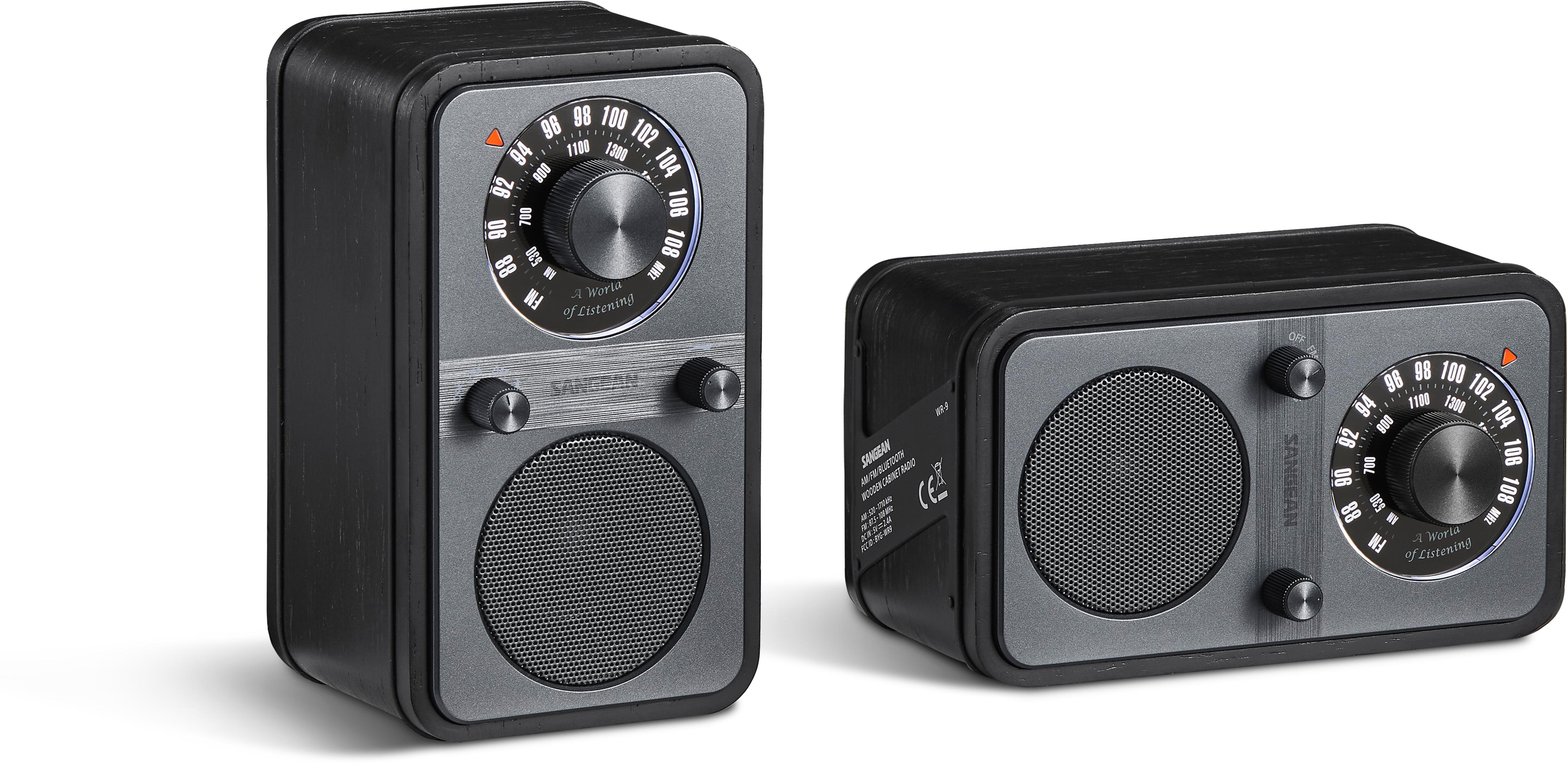 Sangean WR-9 Portables FM-Radio Echtholz-Gehäuse flexible Aufstellmöglichkeit Mitternachtseiche
