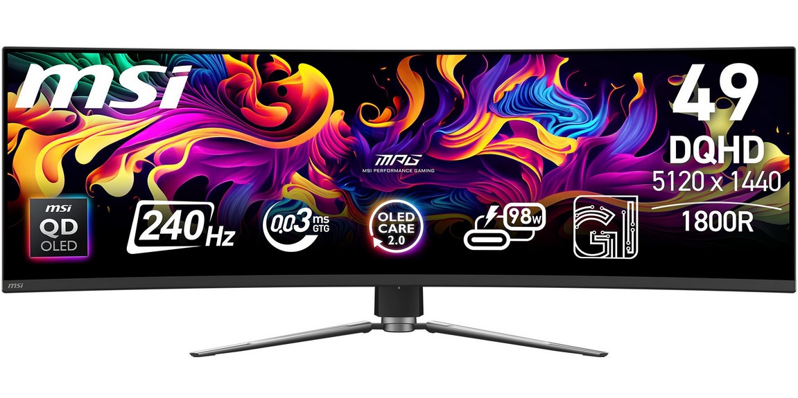 MSI MPG 491CQPXDE QD-OLED 49 Zoll DQHD QD-OLED Panel 32:9 240 Hz Curved Gaming Monitor