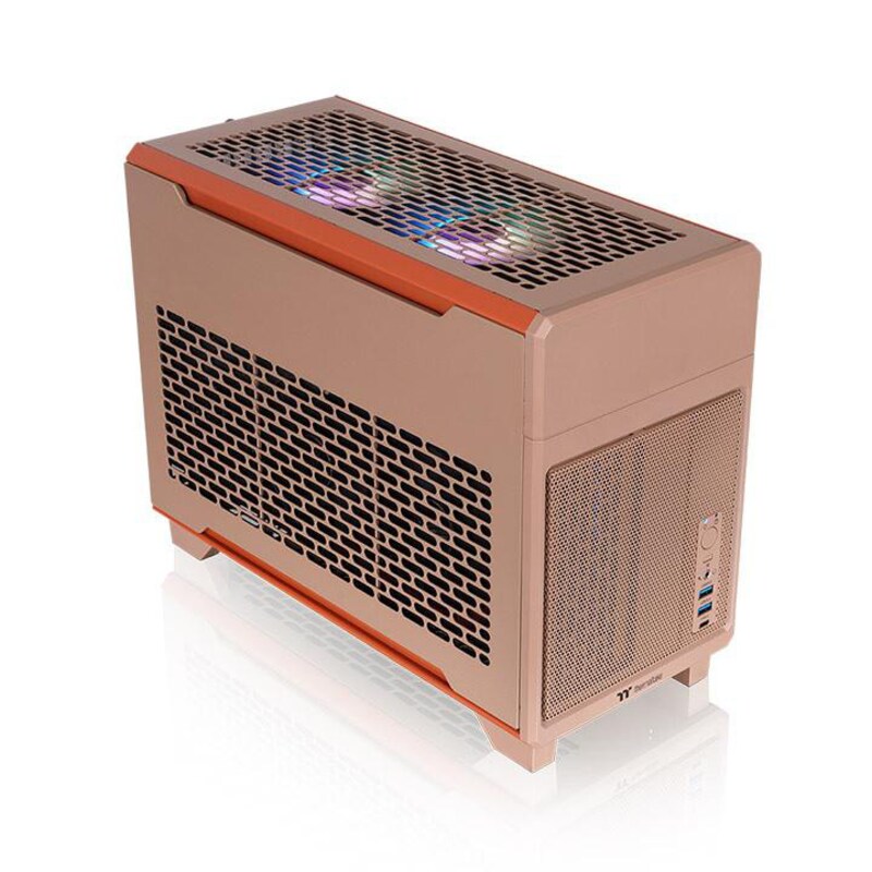 SAN 1 günstig Kaufen-THERMALTAKE TR100 Mini Tower ITX Gehäuse gravel sand. THERMALTAKE TR100 Mini Tower ITX Gehäuse gravel sand <![CDATA[• Mini-Tower Gehäuse, für Mainboards bis Mini-ITX • Max. Höhe für CPU-Kühler 68 mm, Max. GPU-Länge 360 mm • 2x 2.5