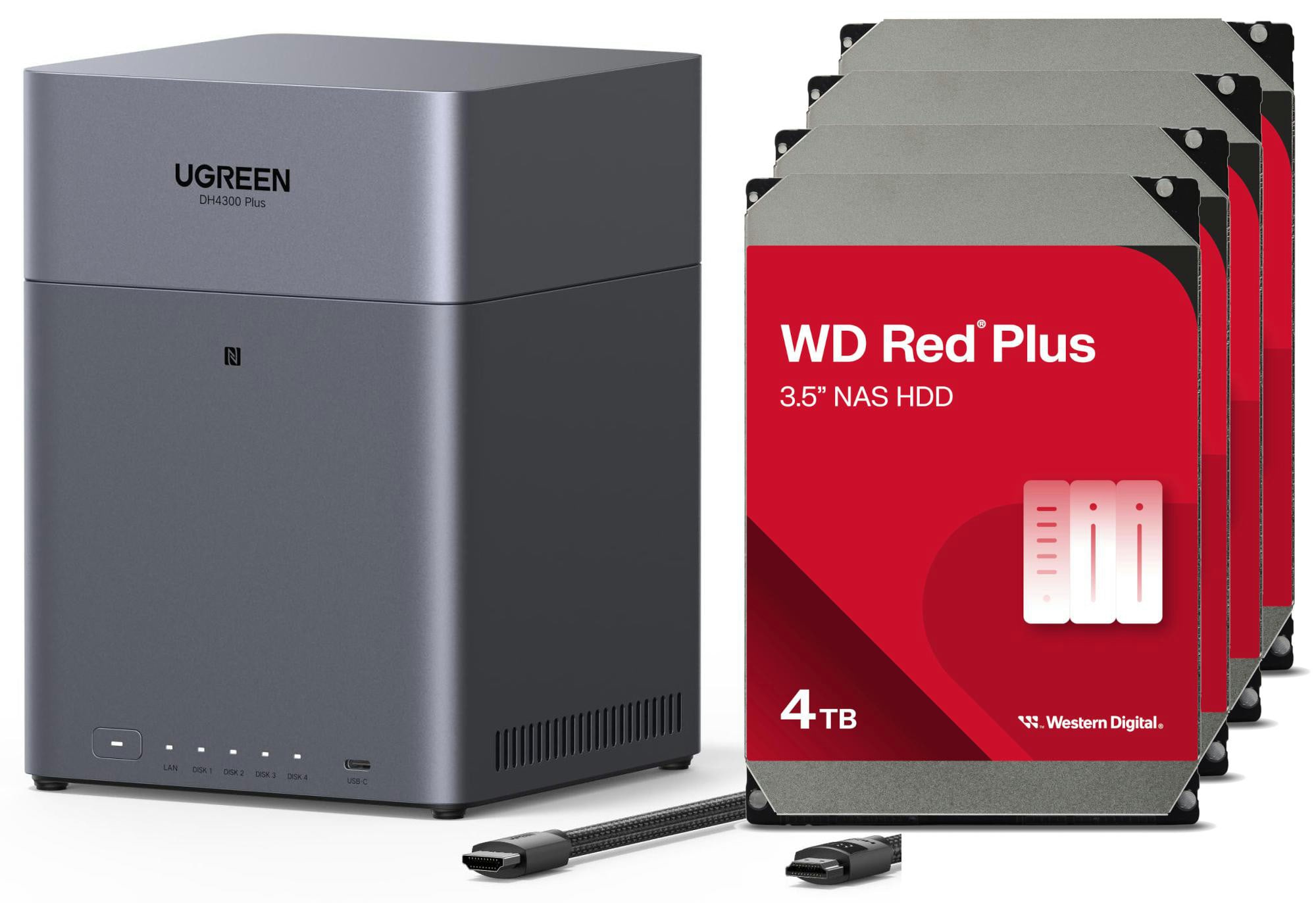 UGREEN NASync DH4300 Plus NAS System 4-Bay 16TB inkl. 4x WD WD40EFZZ NAS HDD - 4 TB