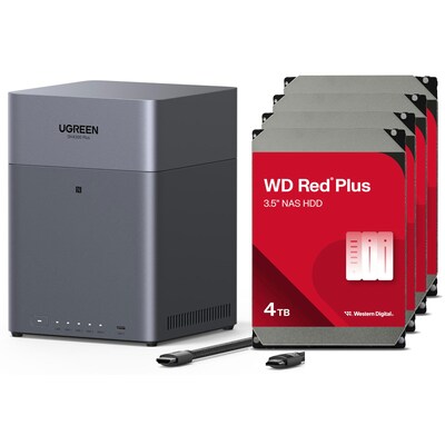 UGREEN NASync DH4300 Plus NAS System 4-Bay 16TB inkl. 4x WD WD40EFPX NAS HDD - 4 TB